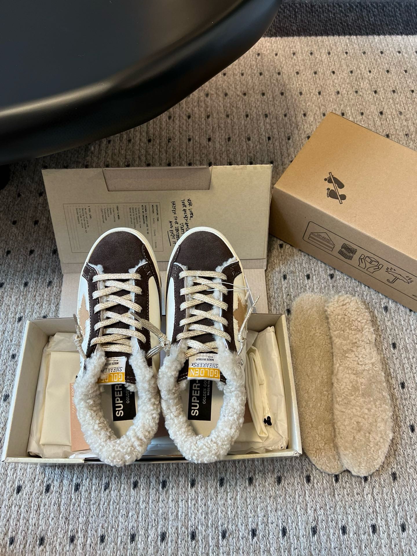 GGDB•2024 Otoño e invierno nuevos zapatos deportivos casuales de lana pura Golden Goose Deluxe Brand Super-ST…