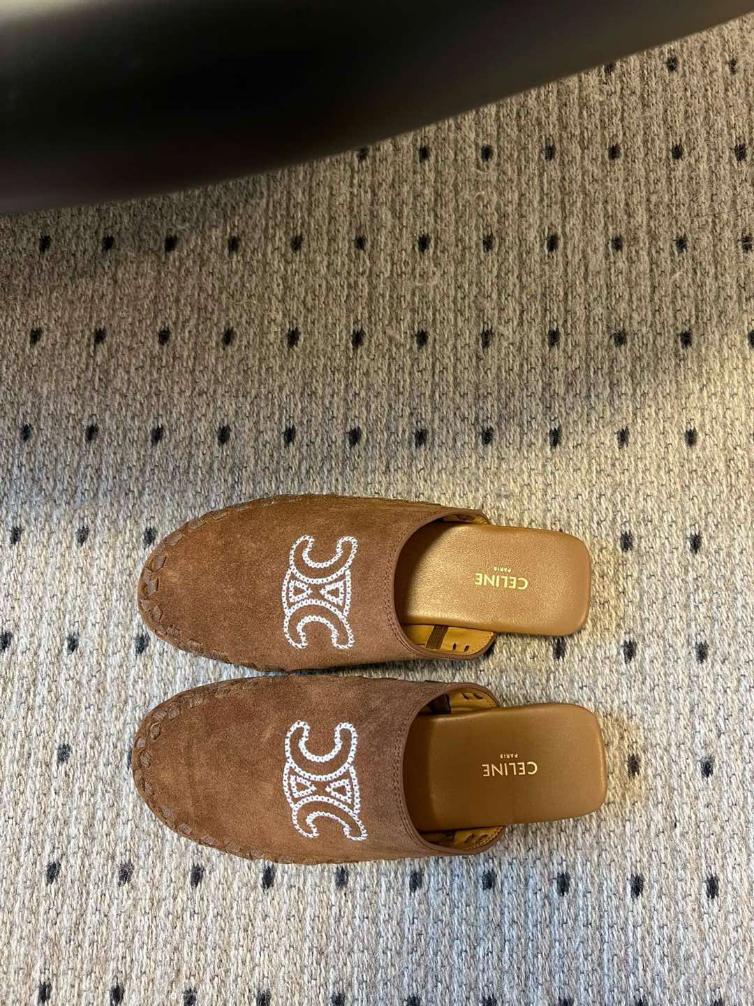 Celine Triomphe Embroidered Suede Mules, Retro Slip-Ons for Women 4 i1736072733336 9500 0 1