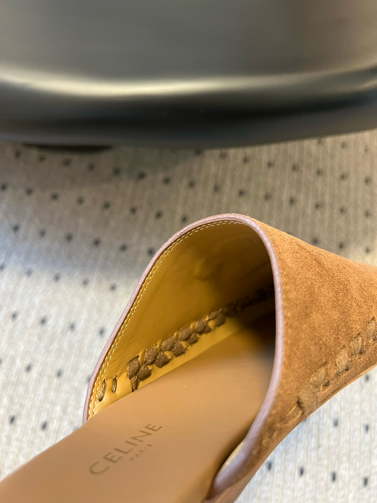 Celine Triomphe Embroidered Suede Mules, Retro Slip-Ons for Women 9 i1736072733396 7334 0 6