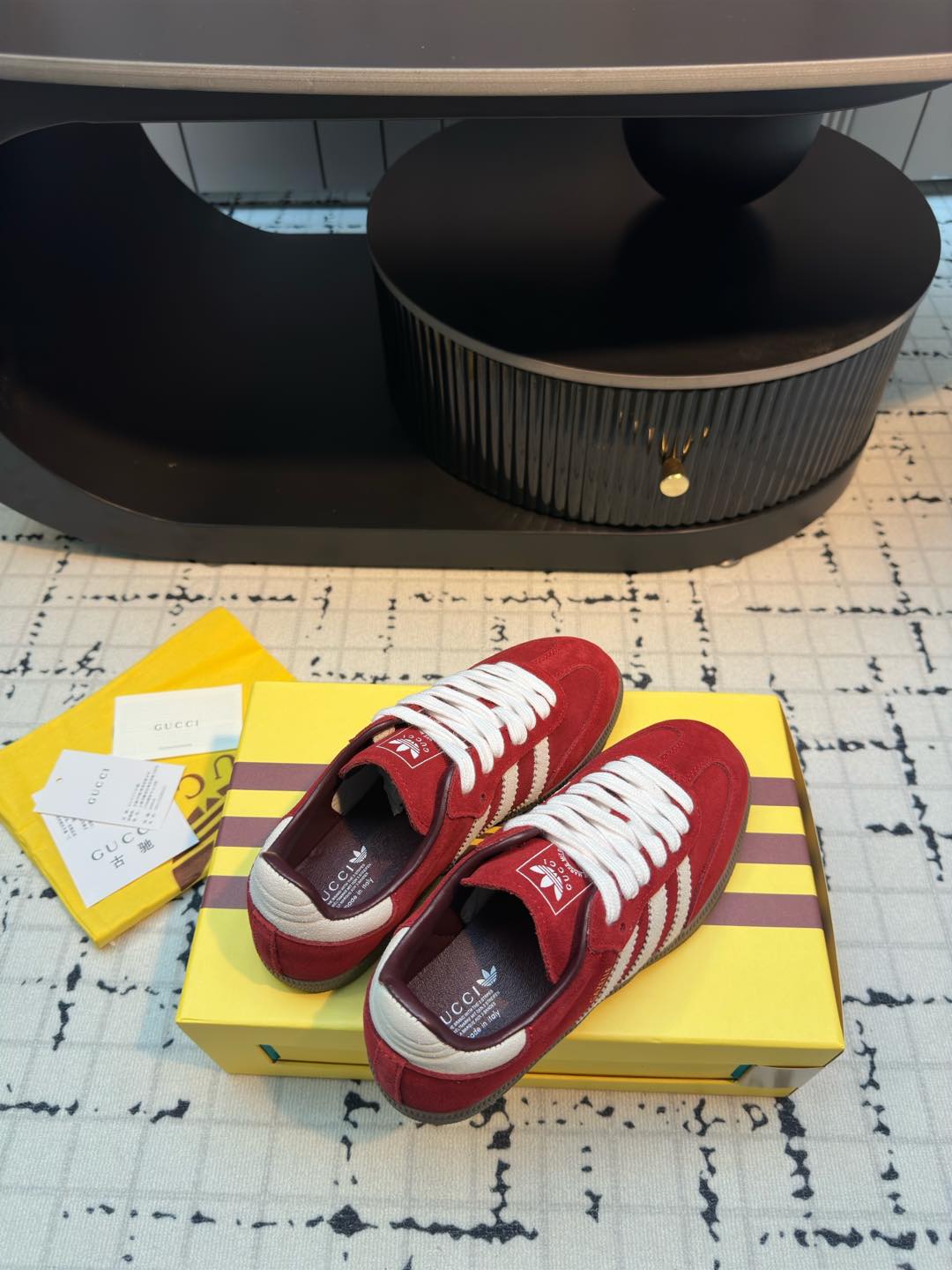 Gucci x Adidas Round-Toe Lace-Up Sneakers Burgundy Suede 7 i1736073174635 4158 0 5