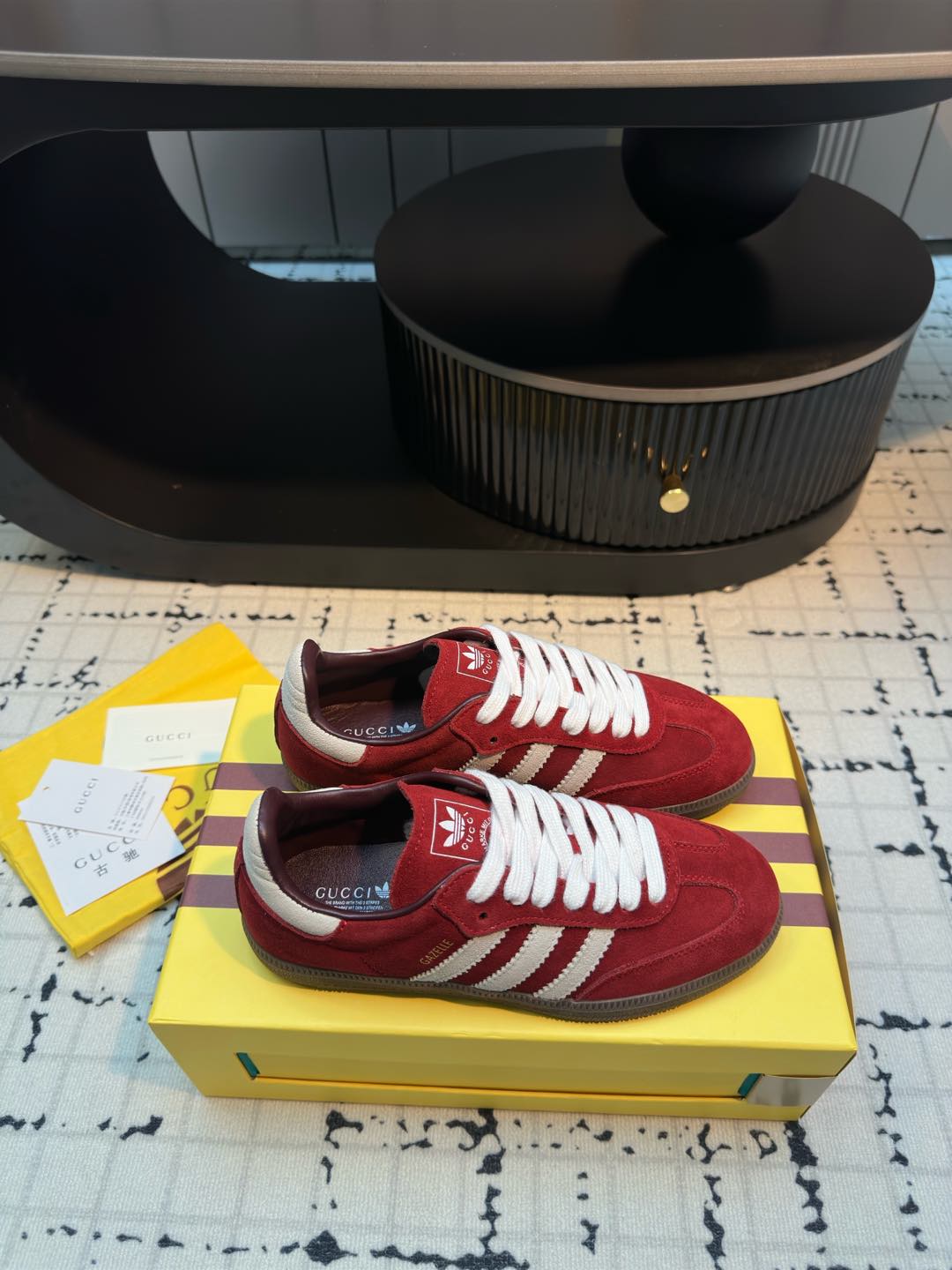 Gucci x Adidas Round-Toe Lace-Up Sneakers Burgundy Suede 6 i1736073174828 6142 0 4