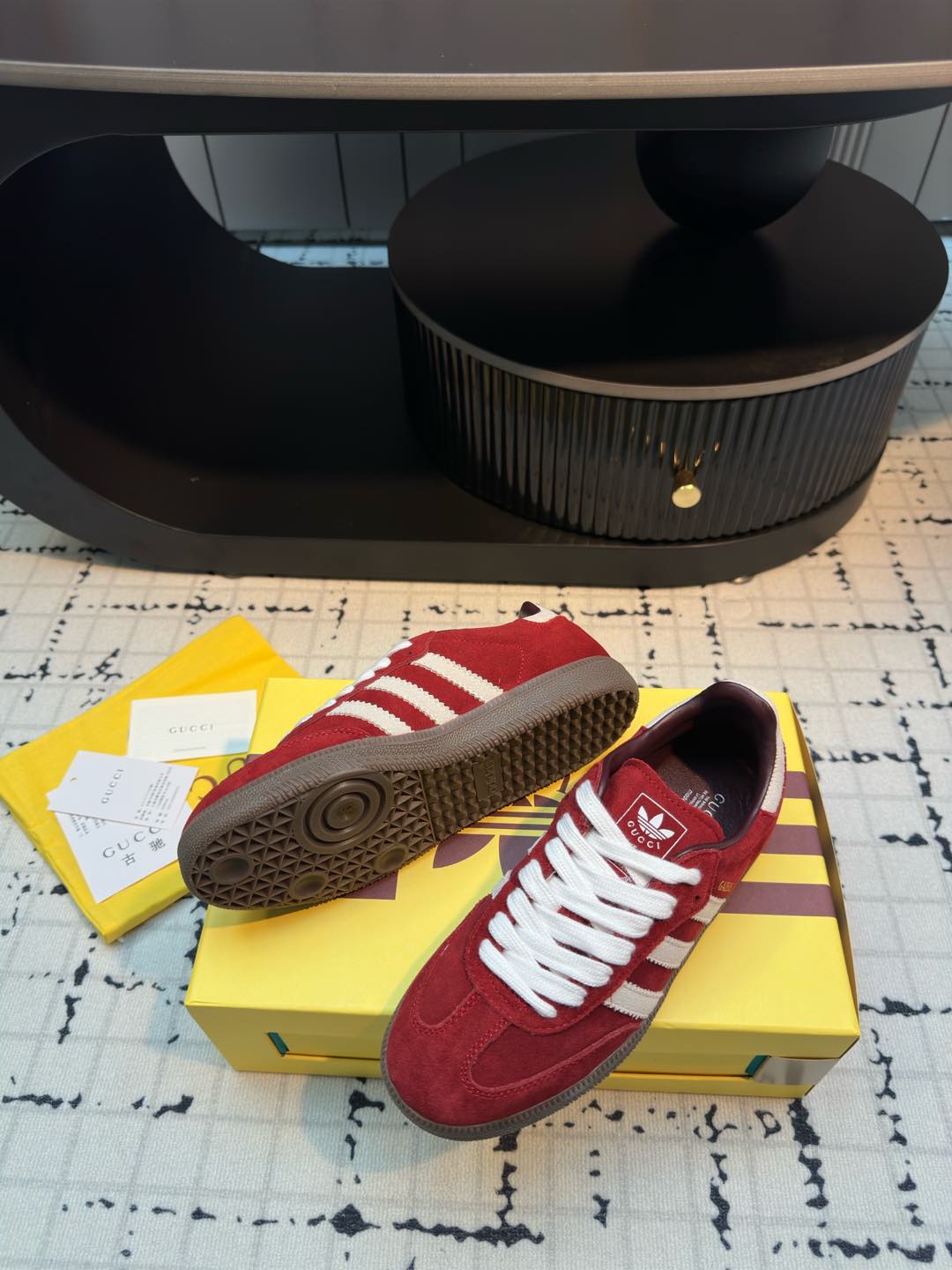 Gucci x Adidas Round-Toe Lace-Up Sneakers Burgundy Suede 8 i1736073175091 8696 0 6