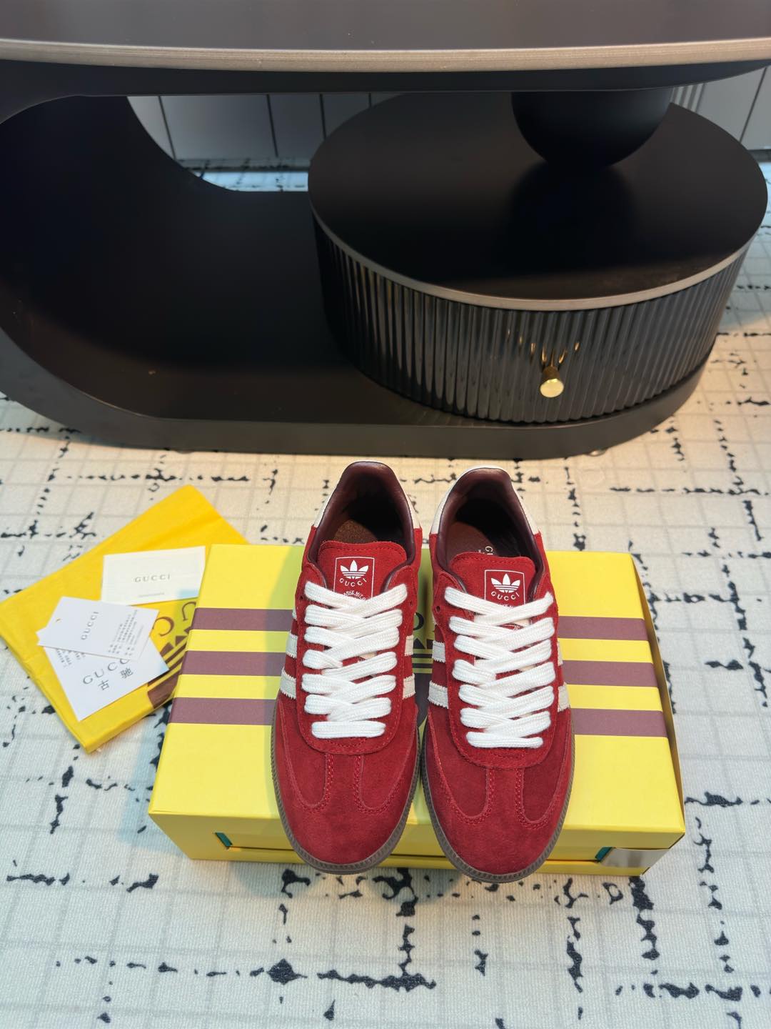 Gucci x Adidas Round-Toe Lace-Up Sneakers Burgundy Suede 3 i1736073175570 5790 0 0