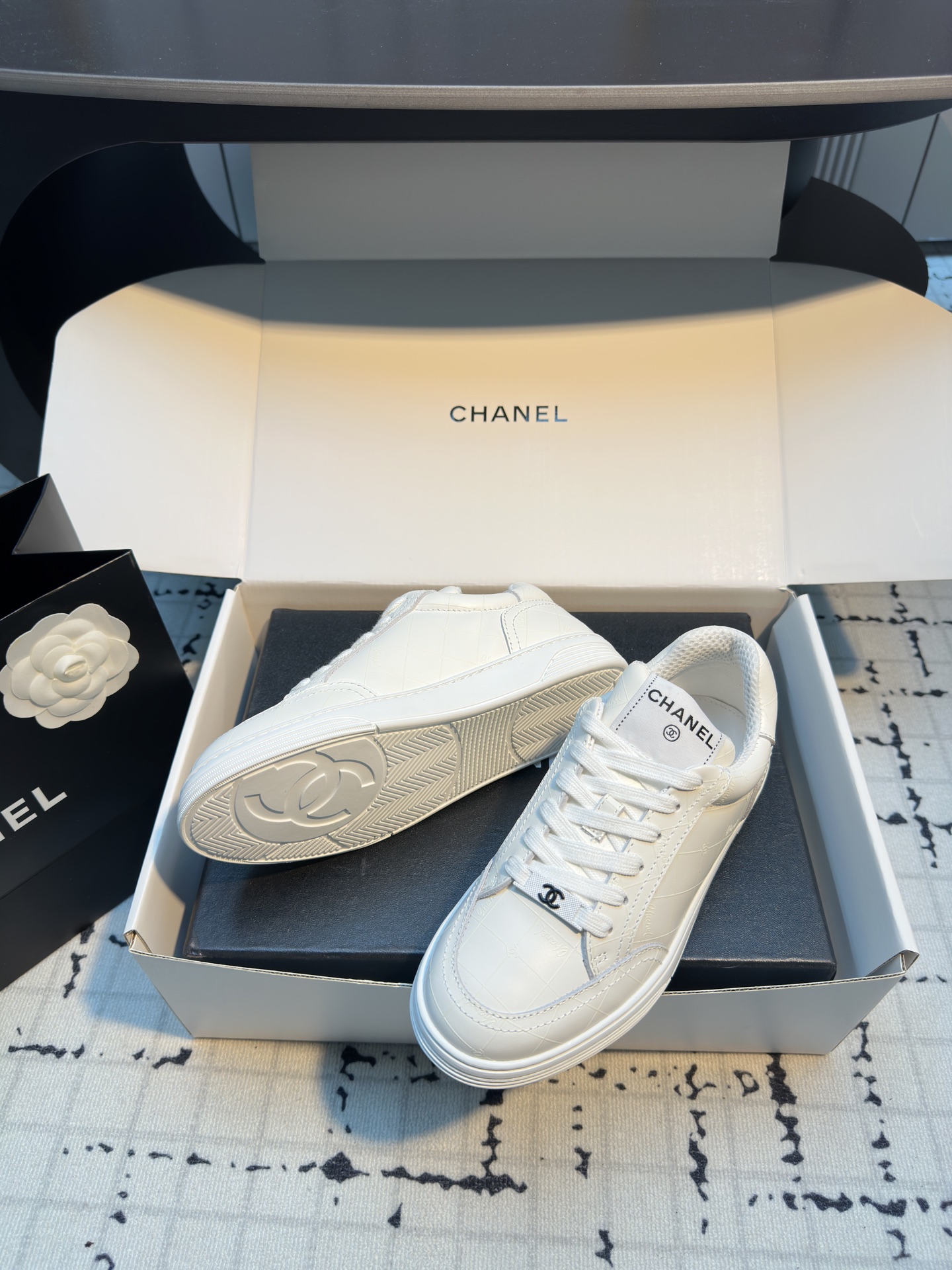 Chanel White Leather Sneakers, Lightweight, Breathable, and Comfortable 8 i1742475157369 1264 0 6
