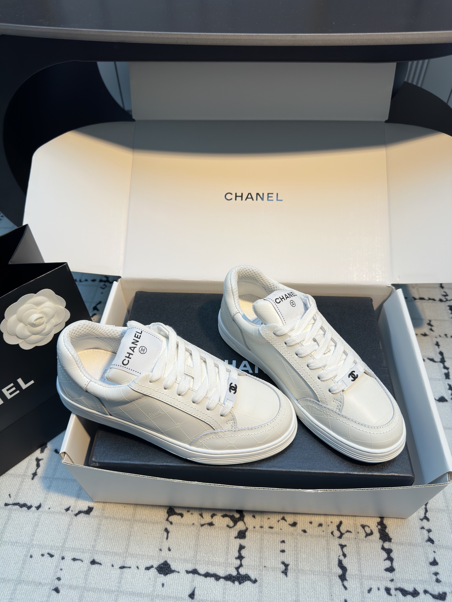 Chanel White Leather Sneakers, Lightweight, Breathable, and Comfortable