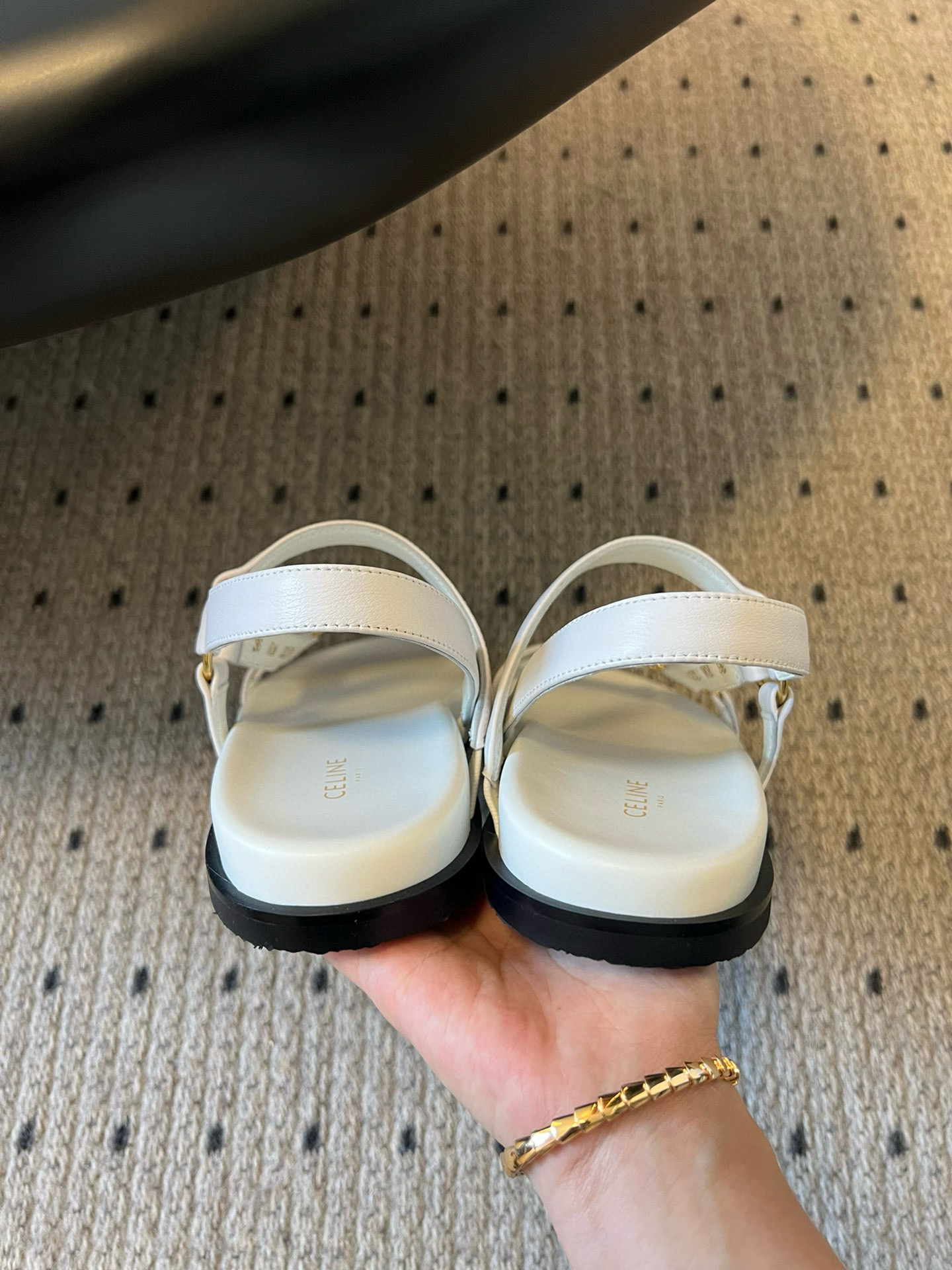 Celine Triomphe White Leather Sandals, Women's Summer Fashion Footwear 9 i1742645707827 3615 0 7