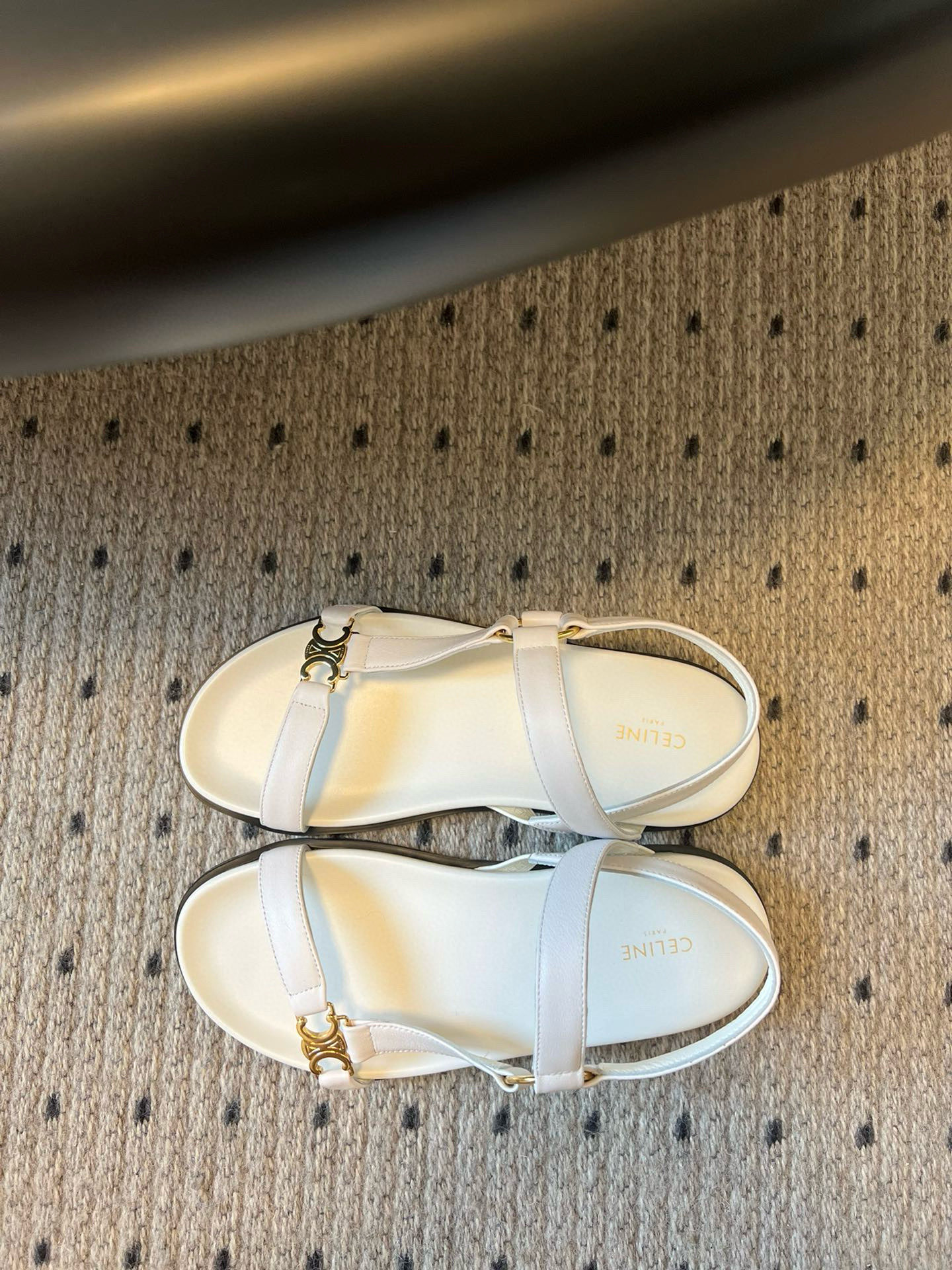 Celine Triomphe White Leather Sandals, Women's Summer Fashion Footwear 4 i1742645707990 6041 0 1