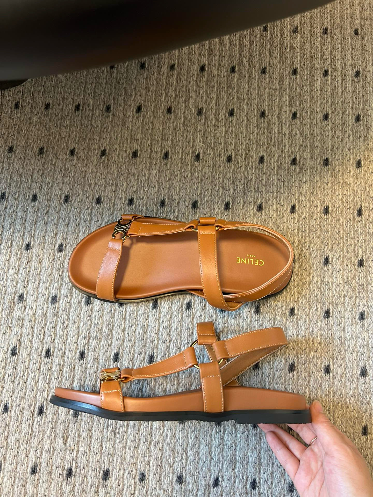 Celine Triomphe Leather Sandals: Retro Style with Modern Comfort 5 i1742645717735 8983 0 2