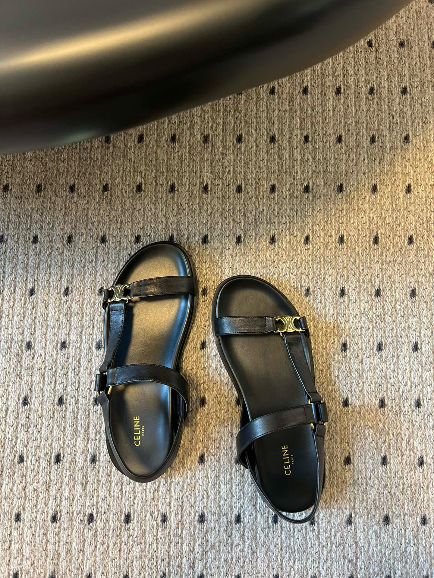 Celine Triomphe Black Leather Heeled Sandals Summer Beach Casual Shoes 9 i1742645729431 4810 0 7