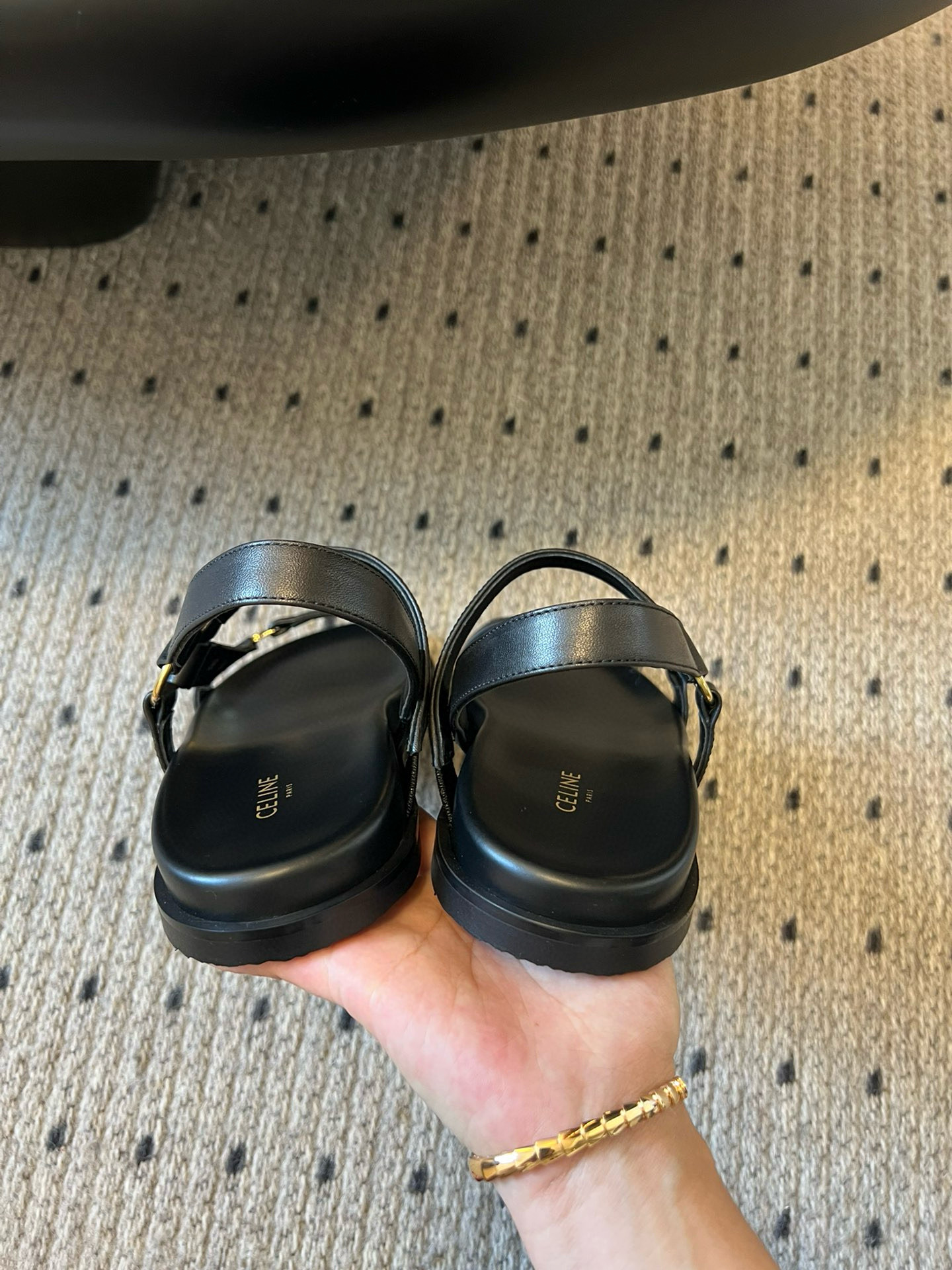 Celine Triomphe Black Leather Heeled Sandals Summer Beach Casual Shoes 8 i1742645729436 3180 0 6