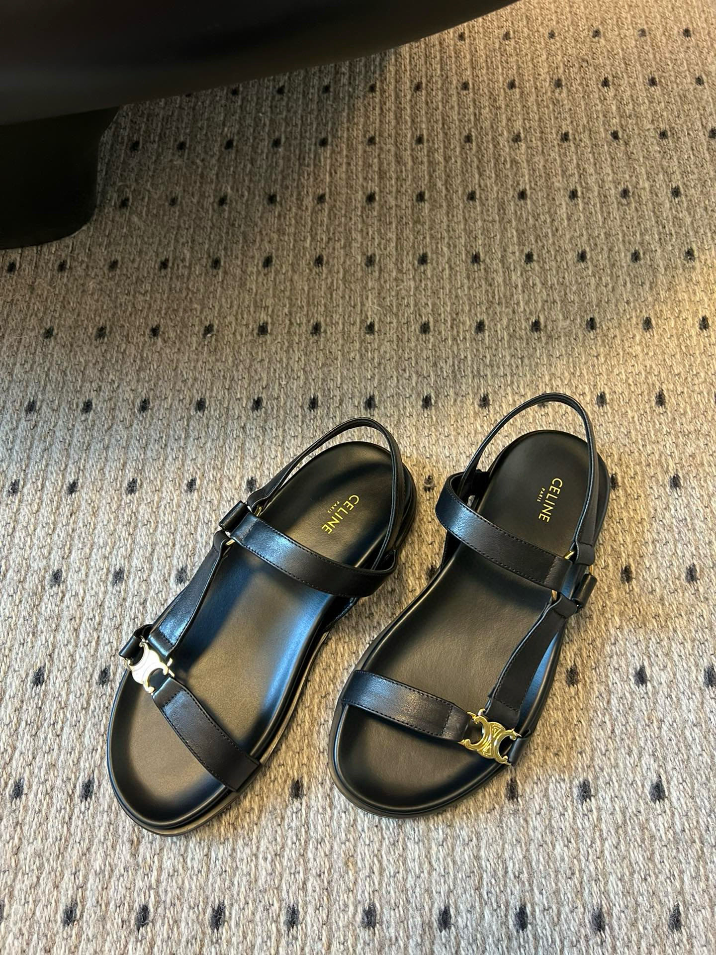 Celine Triomphe Black Leather Heeled Sandals Summer Beach Casual Shoes 5 i1742645730285 2494 0 3