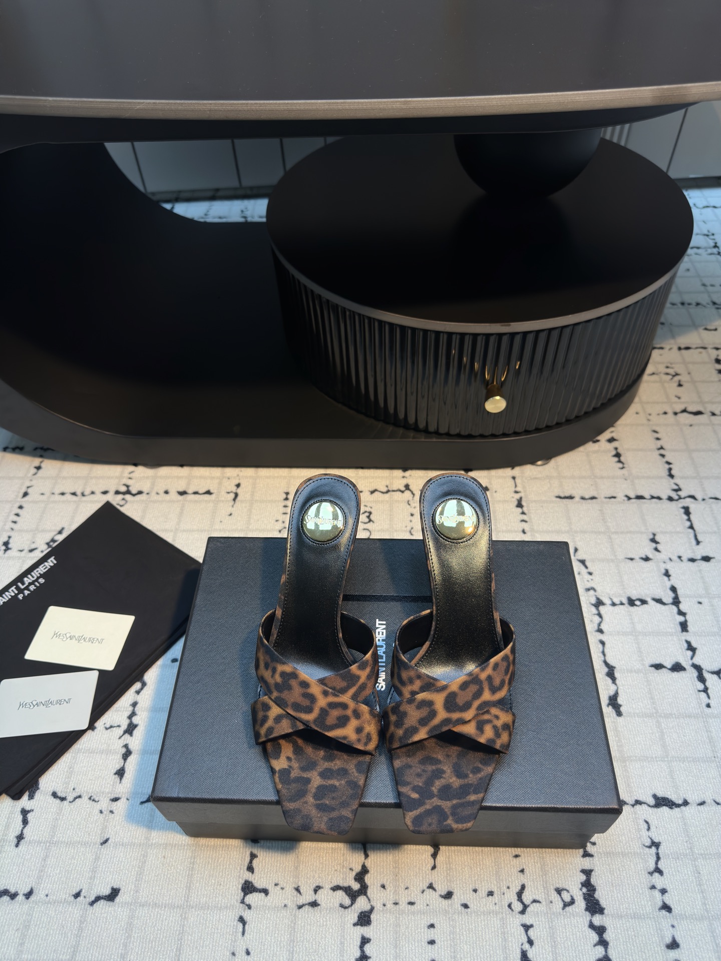 Yves Saint Laurent Leopard Print Silk Heeled Sandals - Runway Collection 3 i1743161429193 7447 0 0