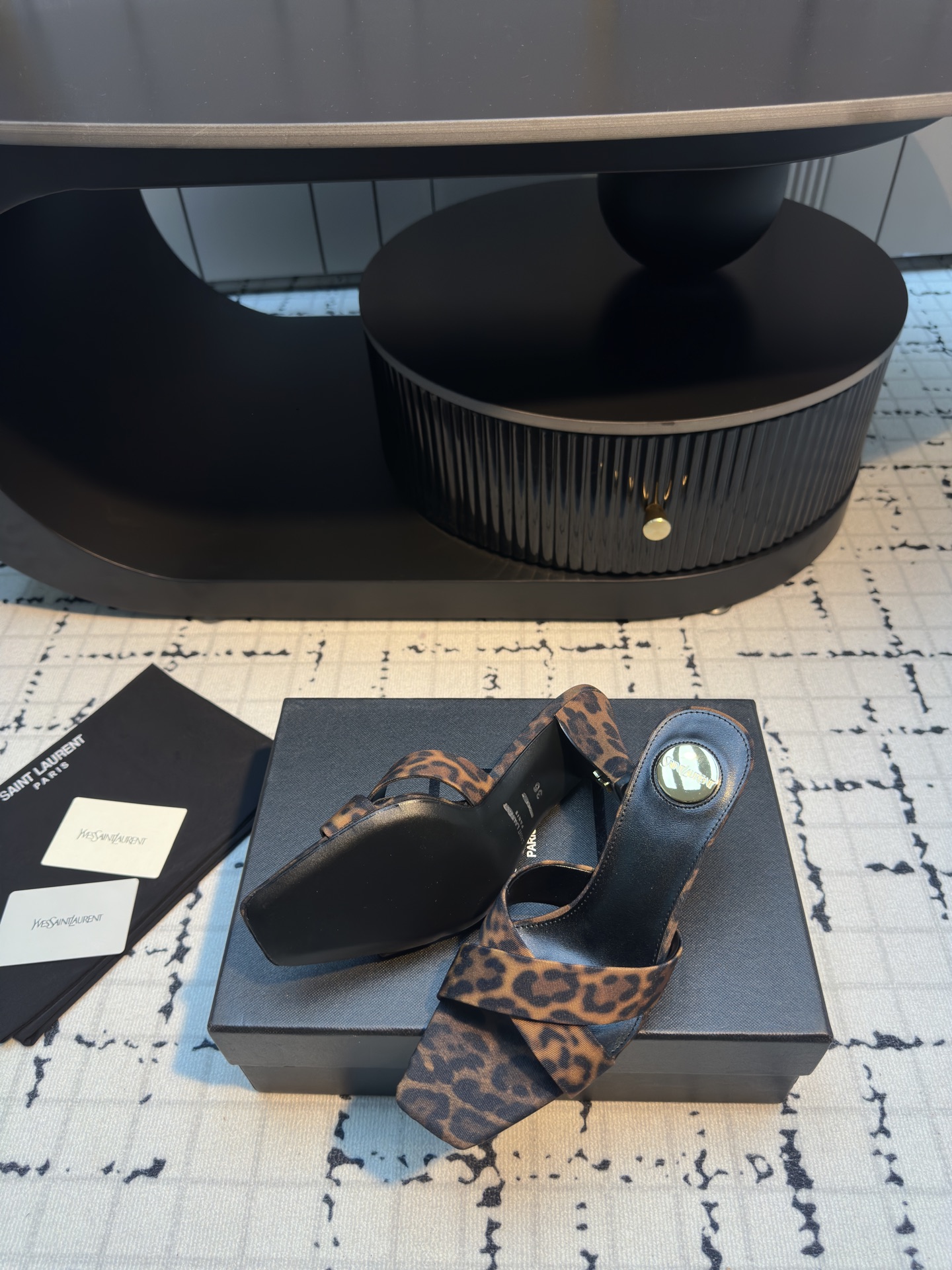 Yves Saint Laurent Leopard Print Silk Heeled Sandals - Runway Collection 8 i1743161429295 308 0 6
