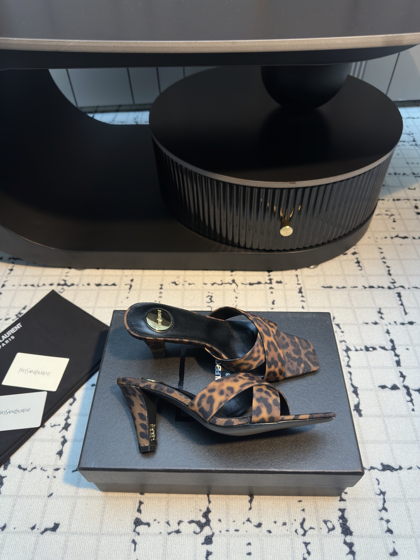 Yves Saint Laurent Leopard Print Silk Heeled Sandals - Runway Collection 2 i1743161429389 4408 0 5