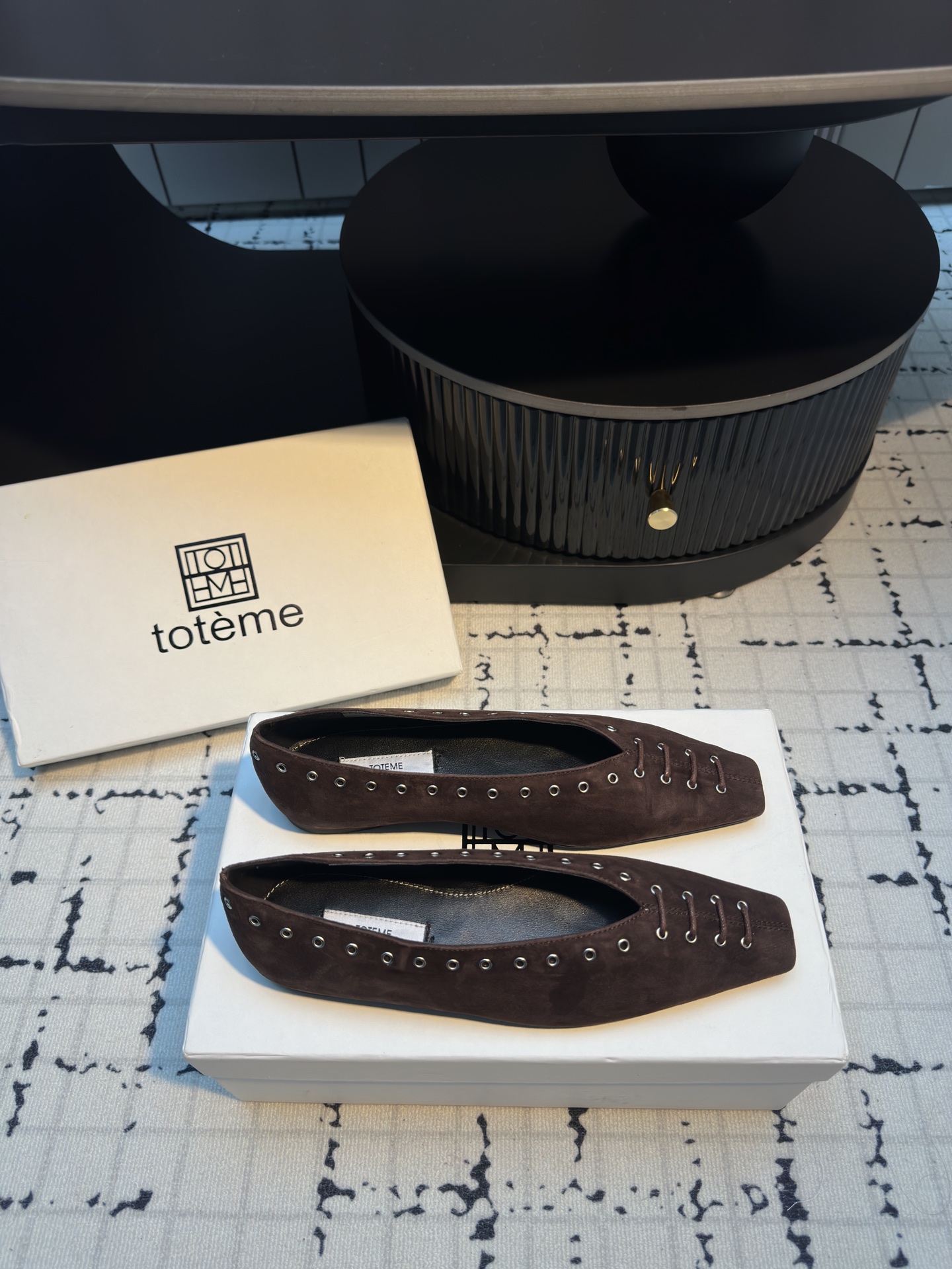 Toteme 25SS Suede Loafers with Rivet and Tie Detail, Square Toe, Flat Heel 6 i1743491818315 3179 0 4