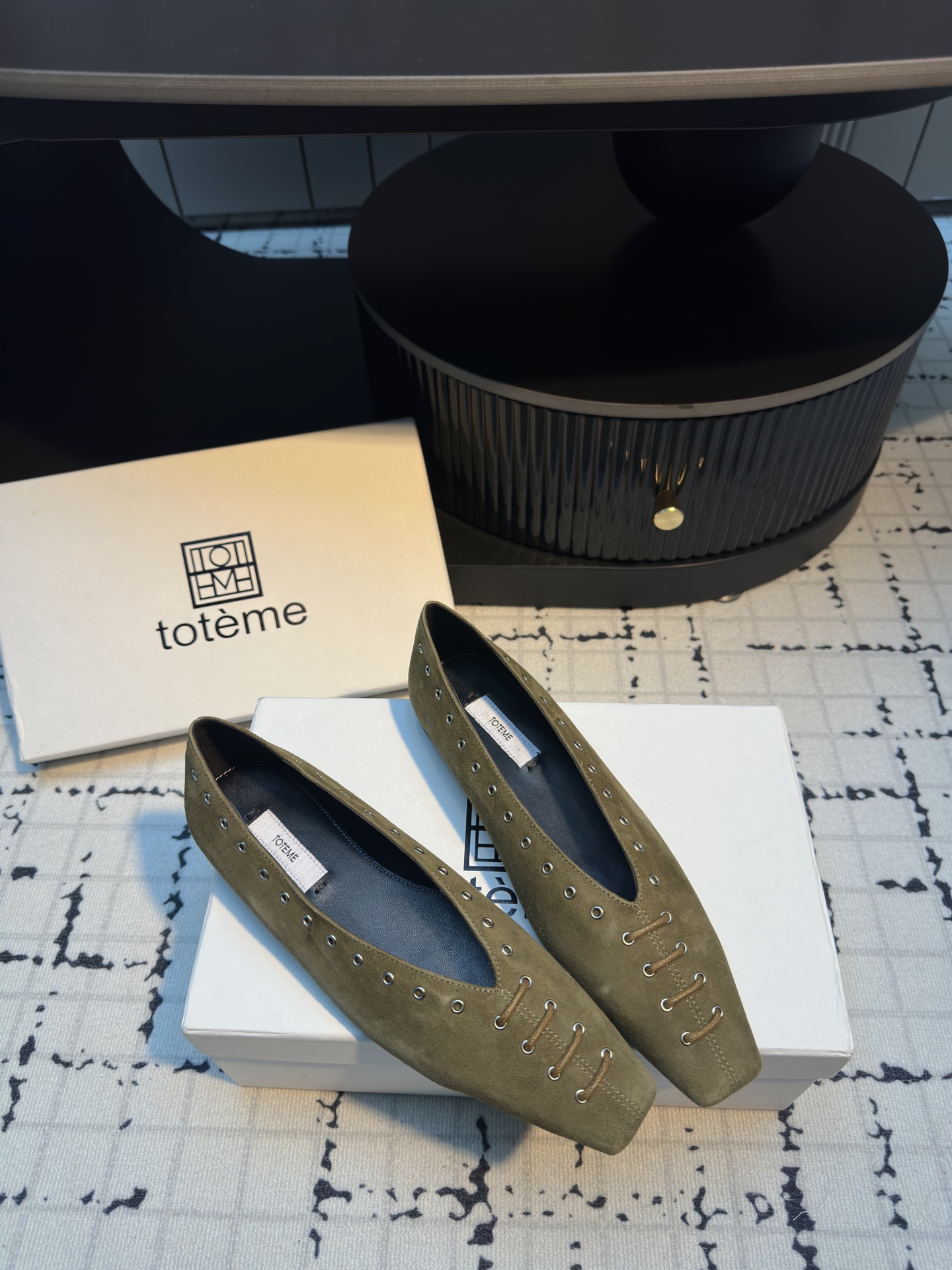 Totême Early Spring Suede Loafers with Rivet and Strap Design 1 Totême Early Spring Suede Loafers with Rivet and Strap Design