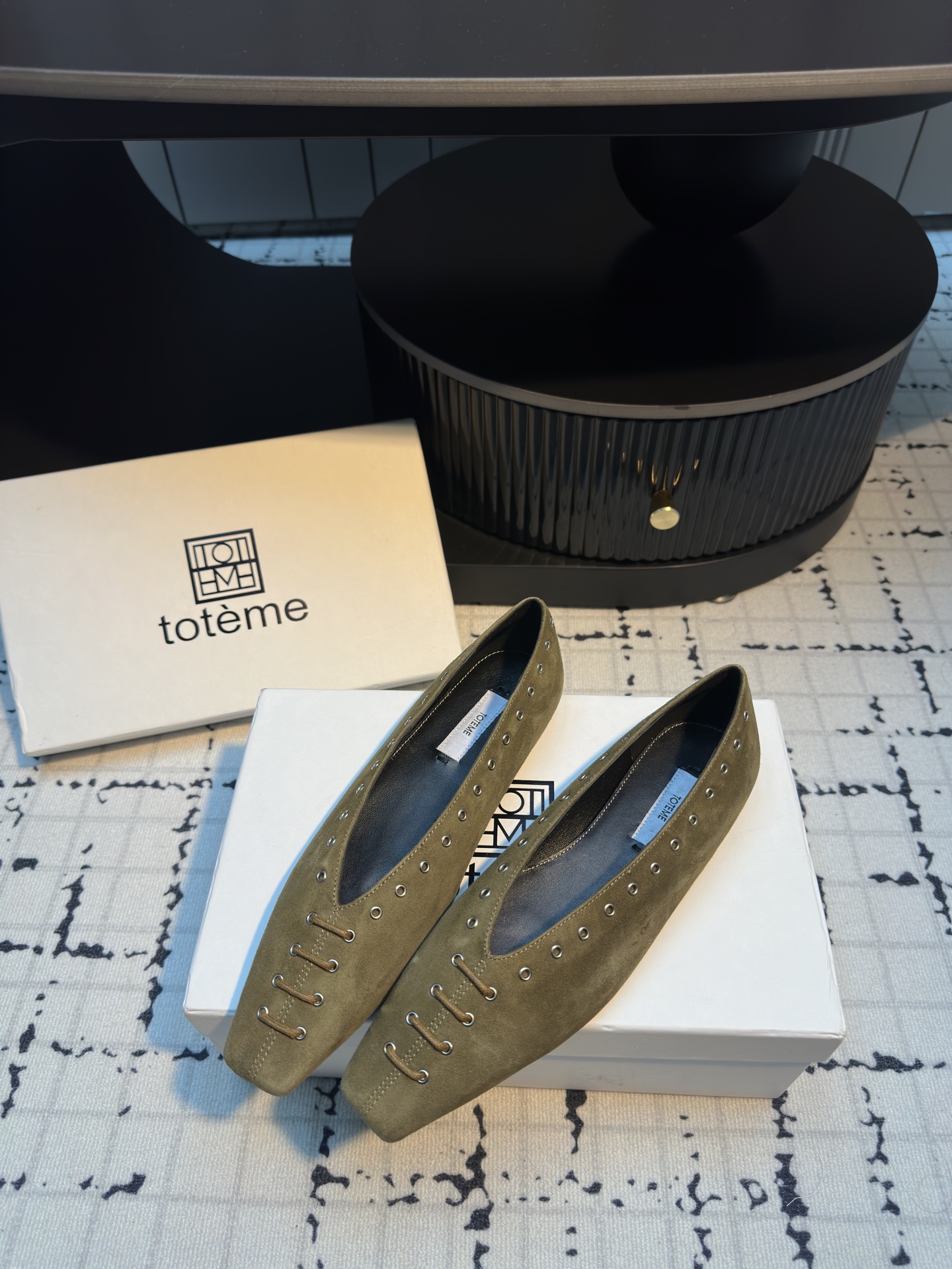 Totême Early Spring Suede Loafers with Rivet and Strap Design 4 i1743491896530 7962 0 2