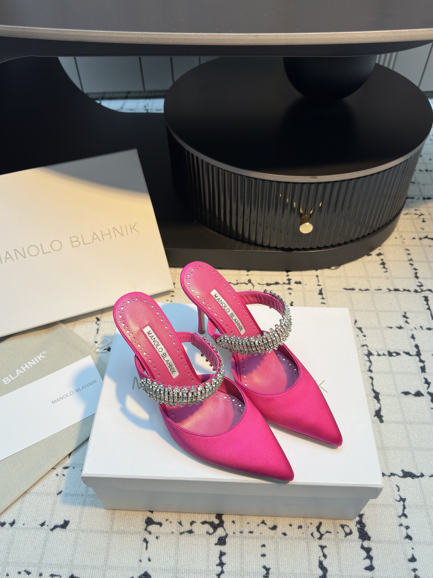 Manolo Blahnik Chevalier Water Drilling Heels: Summer 2025 Precision and Luxury.