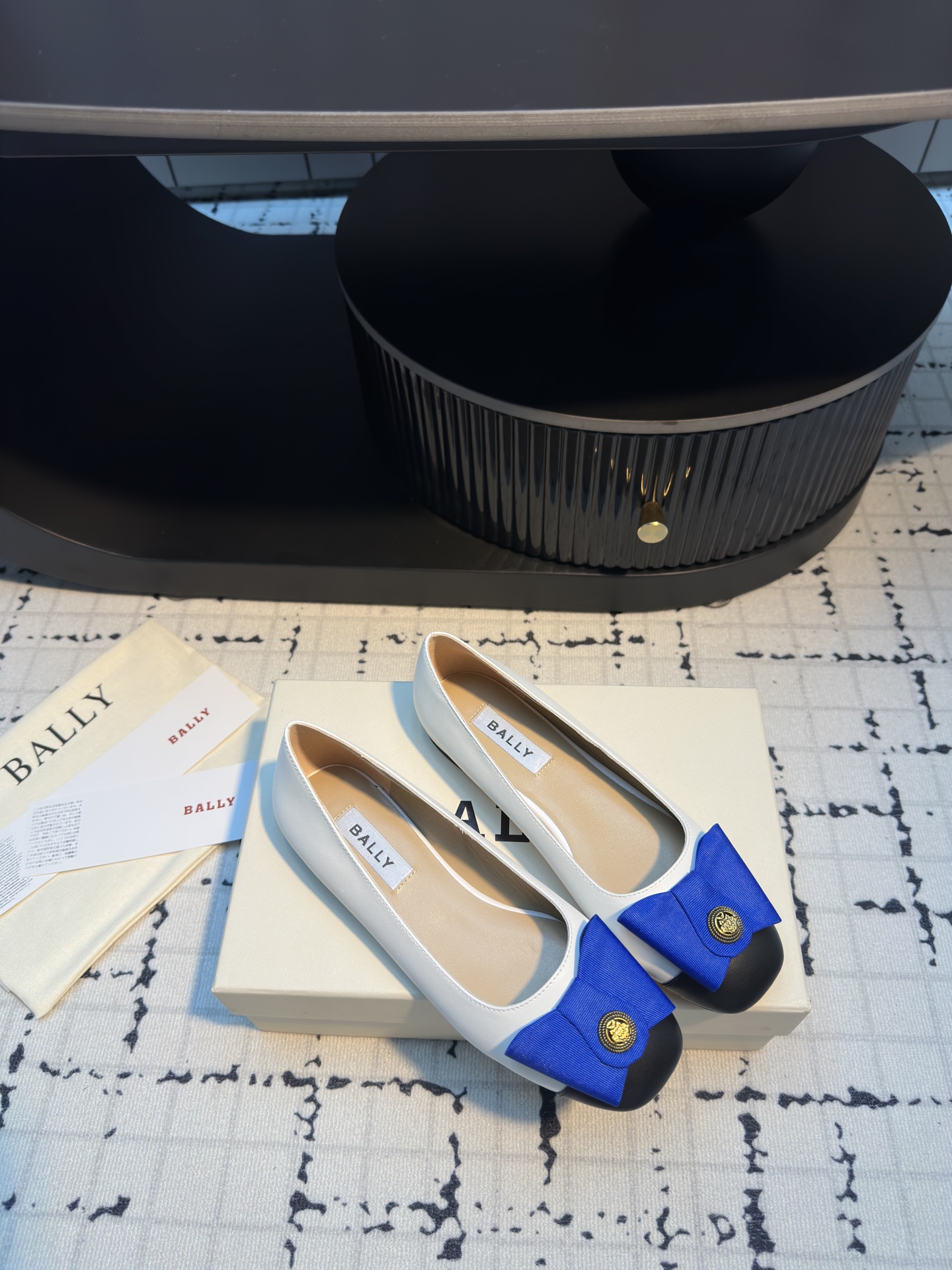 BALLA25S Ballet Flats with Bow, Leather Upper, Square Toe, and Buckle Detail 1 BALLA25S Ballet Flats with Bow, Leather Upper, Square Toe, and Buckle Detail