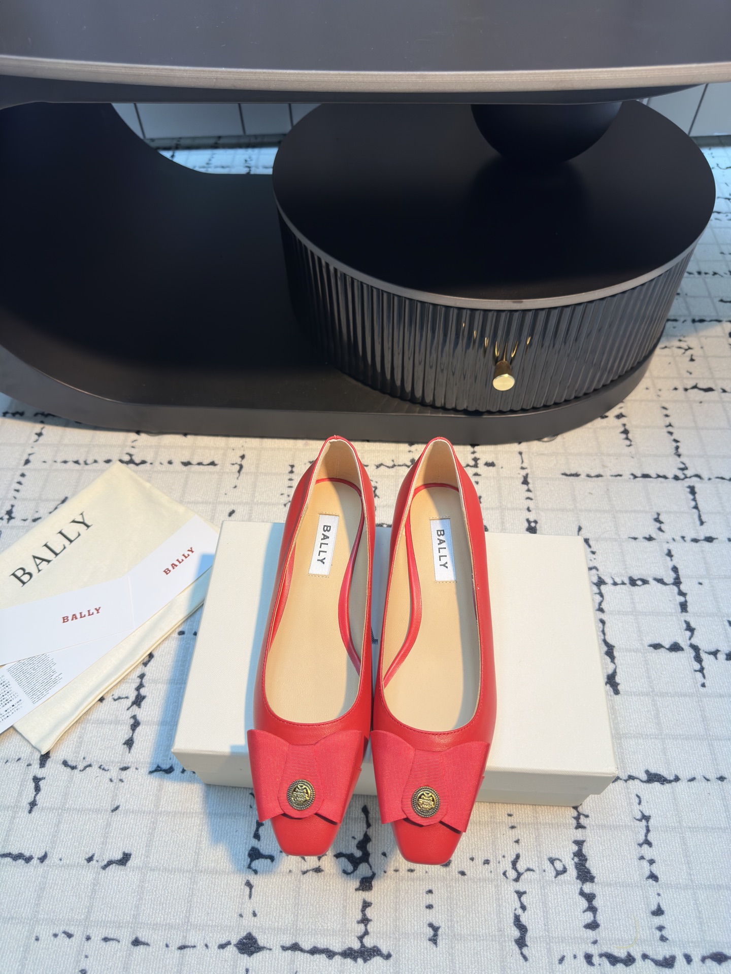 Bally Women's Red Leather Bow Heeled Ballerinas, Pointed-Toe Pumps 3 i1745322055690 1875 0 0