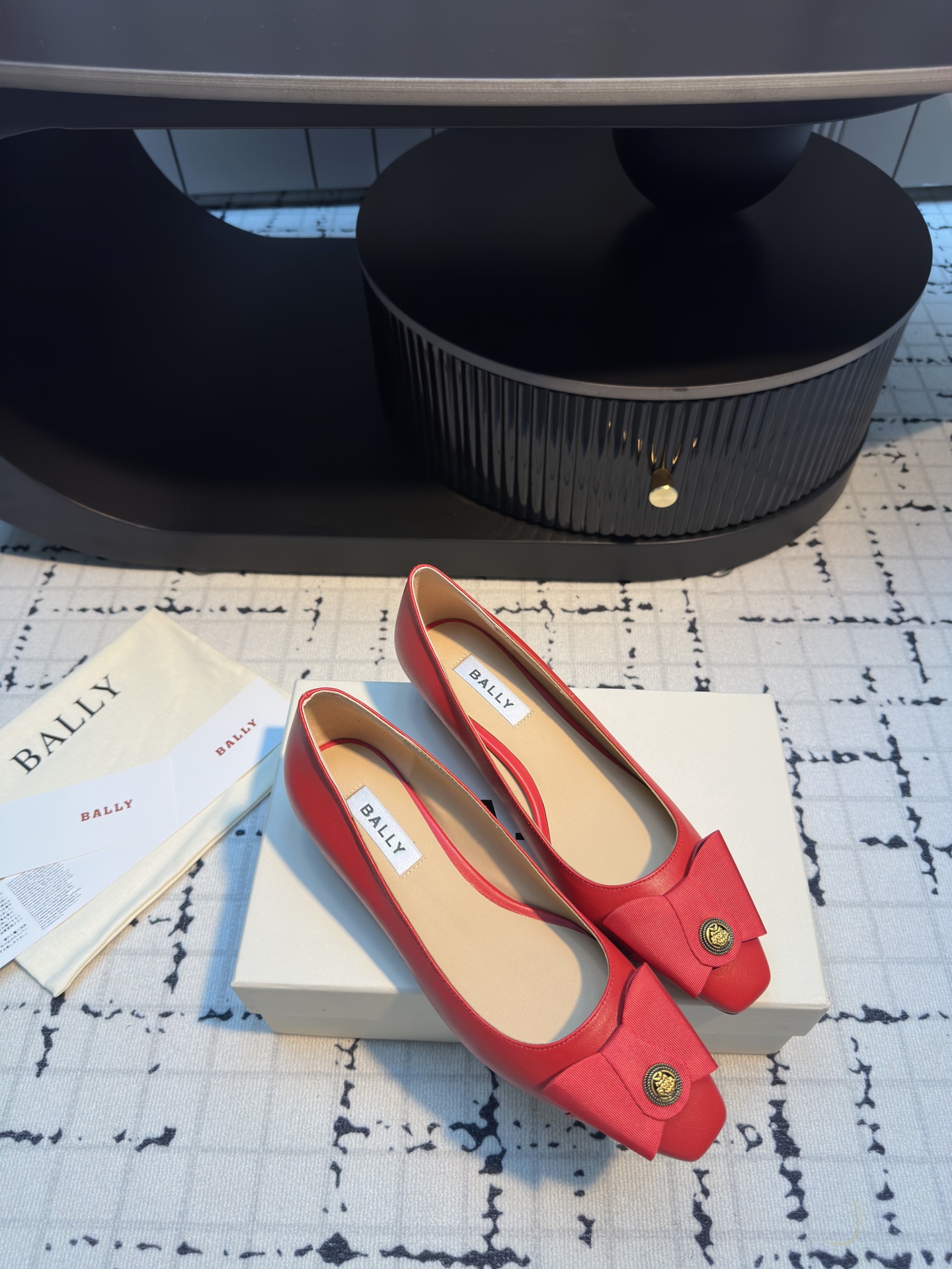 Bally Women's Red Leather Bow Heeled Ballerinas, Pointed-Toe Pumps 4 i1745322055831 8193 0 1