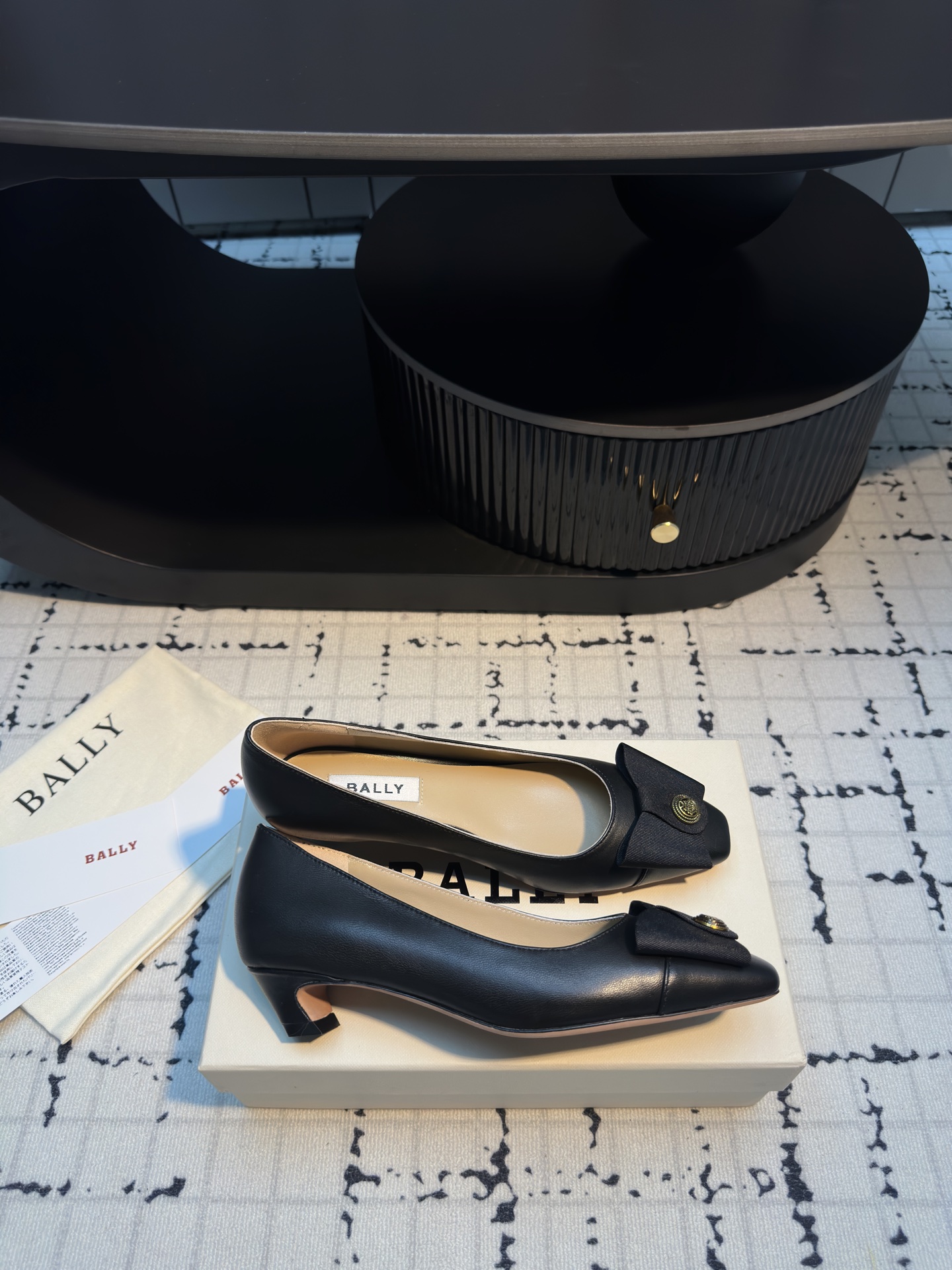 Bally BALLA25S Bow Leather Pumps, Square Toe, French Buckle, Comfortable 1 Bally BALLA25S Bow Leather Pumps, Square Toe, French Buckle, Comfortable