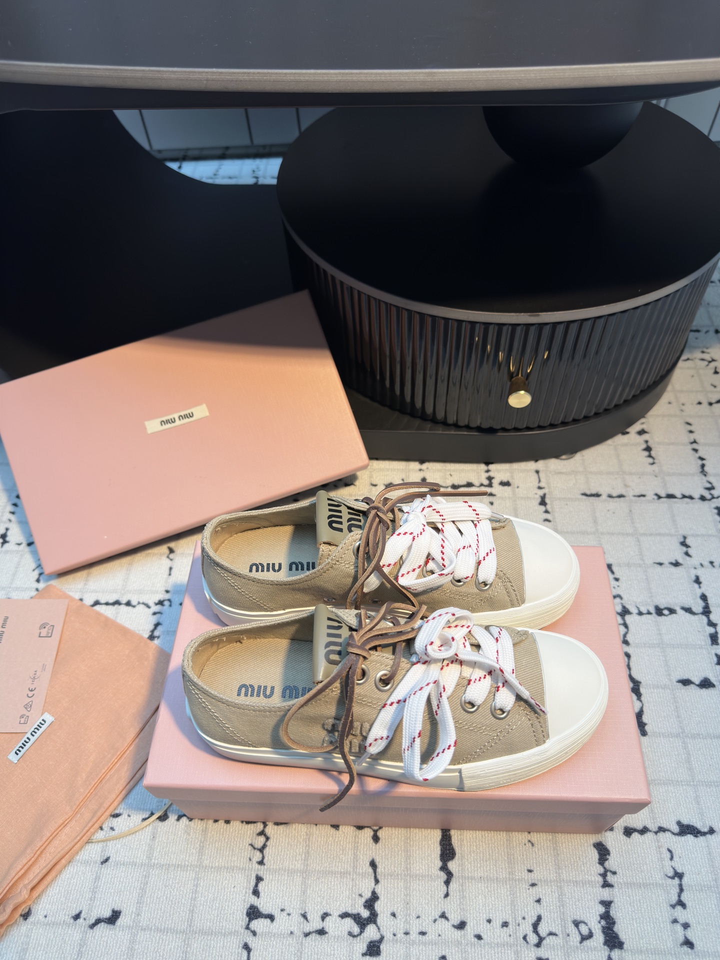 Miu Miu Inspired Retro Canvas Sneakers with Double Shoelaces - Comfortable & Stylish 6 i1745400078036 5787 0 4