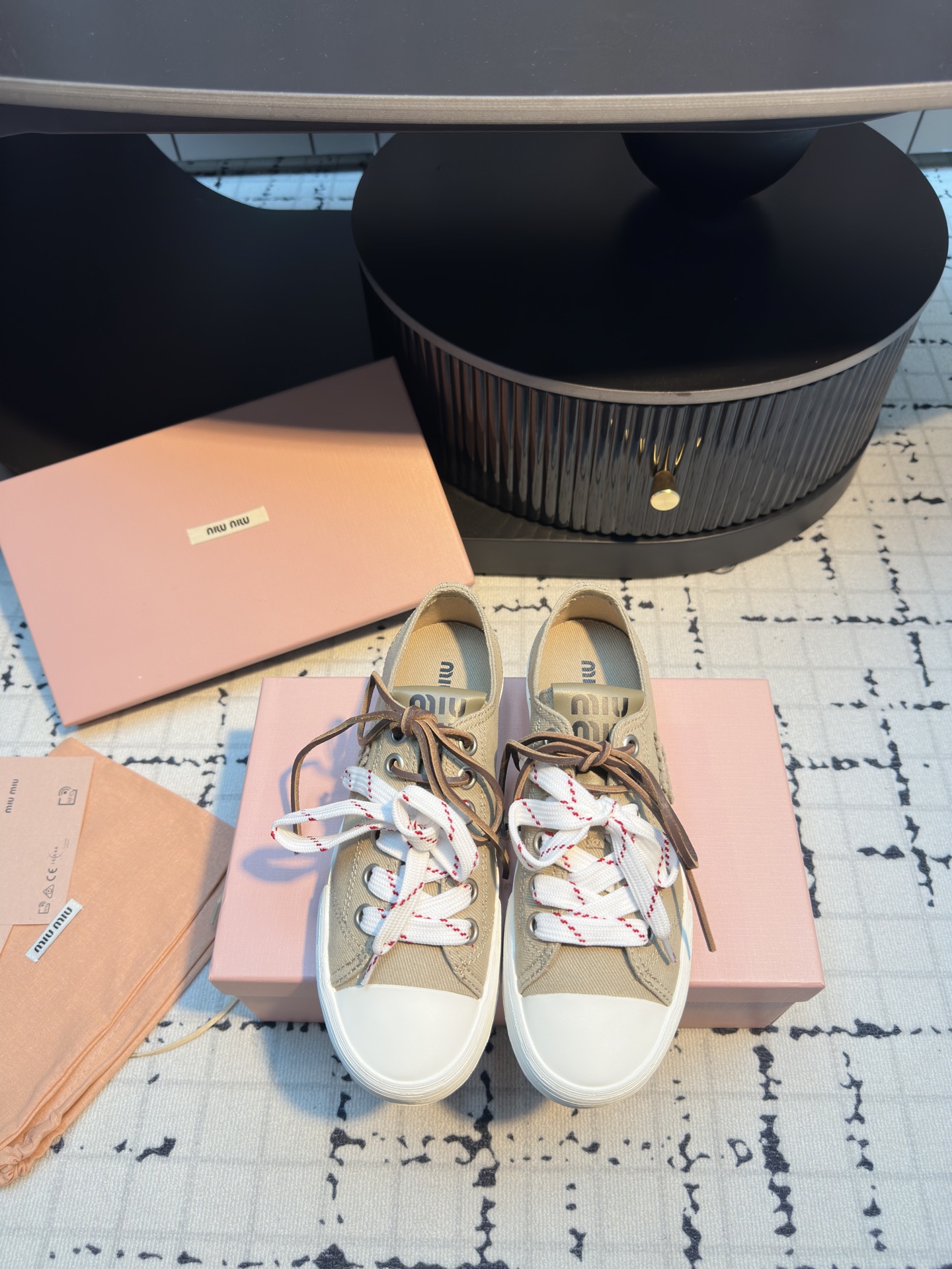 Miu Miu Inspired Retro Canvas Sneakers with Double Shoelaces - Comfortable & Stylish 2 i1745400080214 3547 0 0