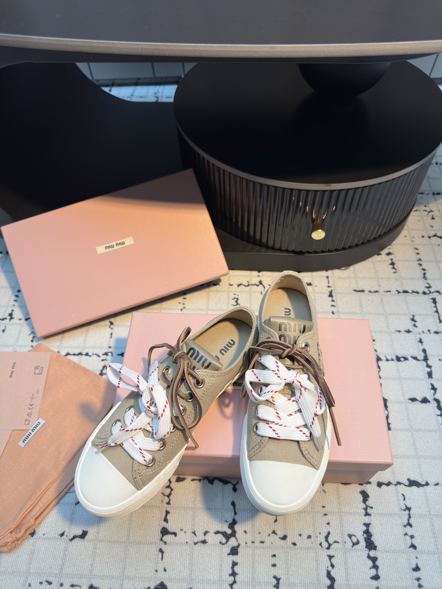 Miu Miu Inspired Retro Canvas Sneakers with Double Shoelaces - Comfortable & Stylish 5 i1745400080230 4795 0 3