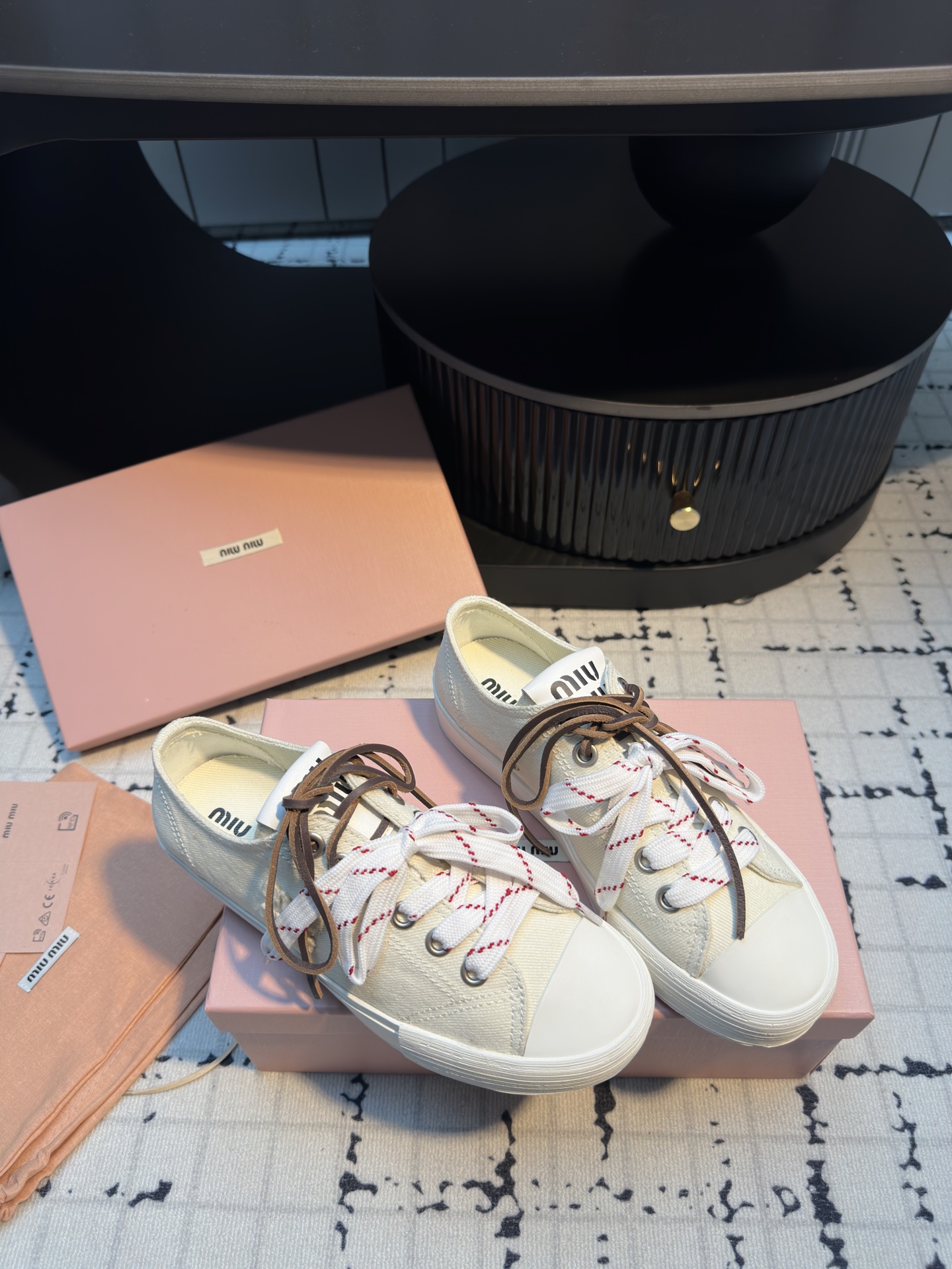 Miu Miu Retro Canvas Sneakers with Double Shoelaces - Comfortable & Stylish 3 i1745400144849 4000 0 1