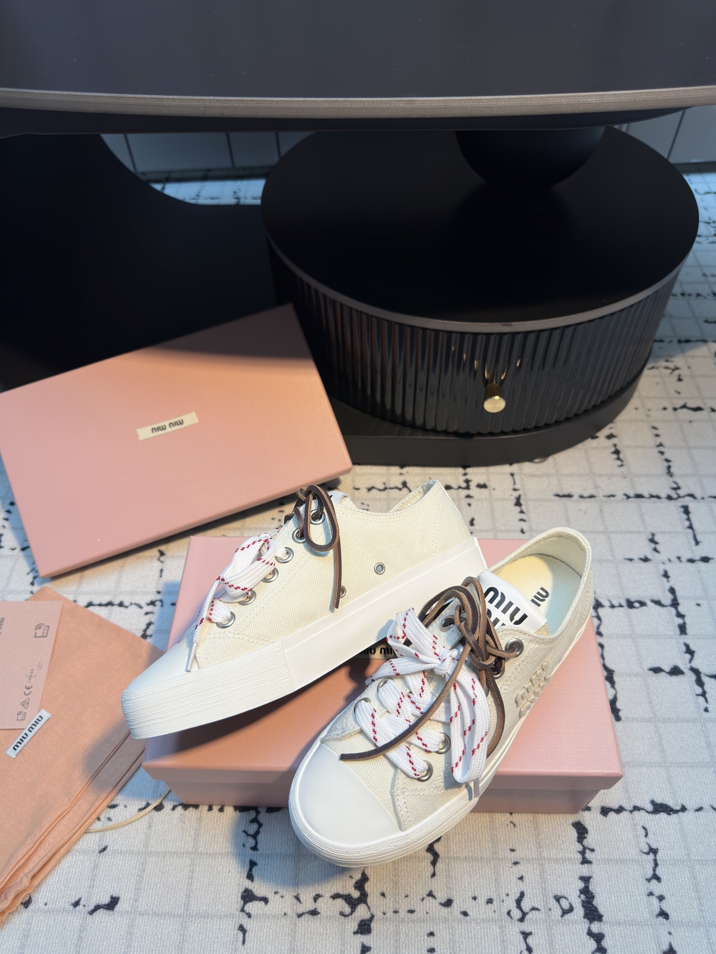 Miu Miu Retro Canvas Sneakers with Double Shoelaces - Comfortable & Stylish 7 i1745400144858 679 0 5
