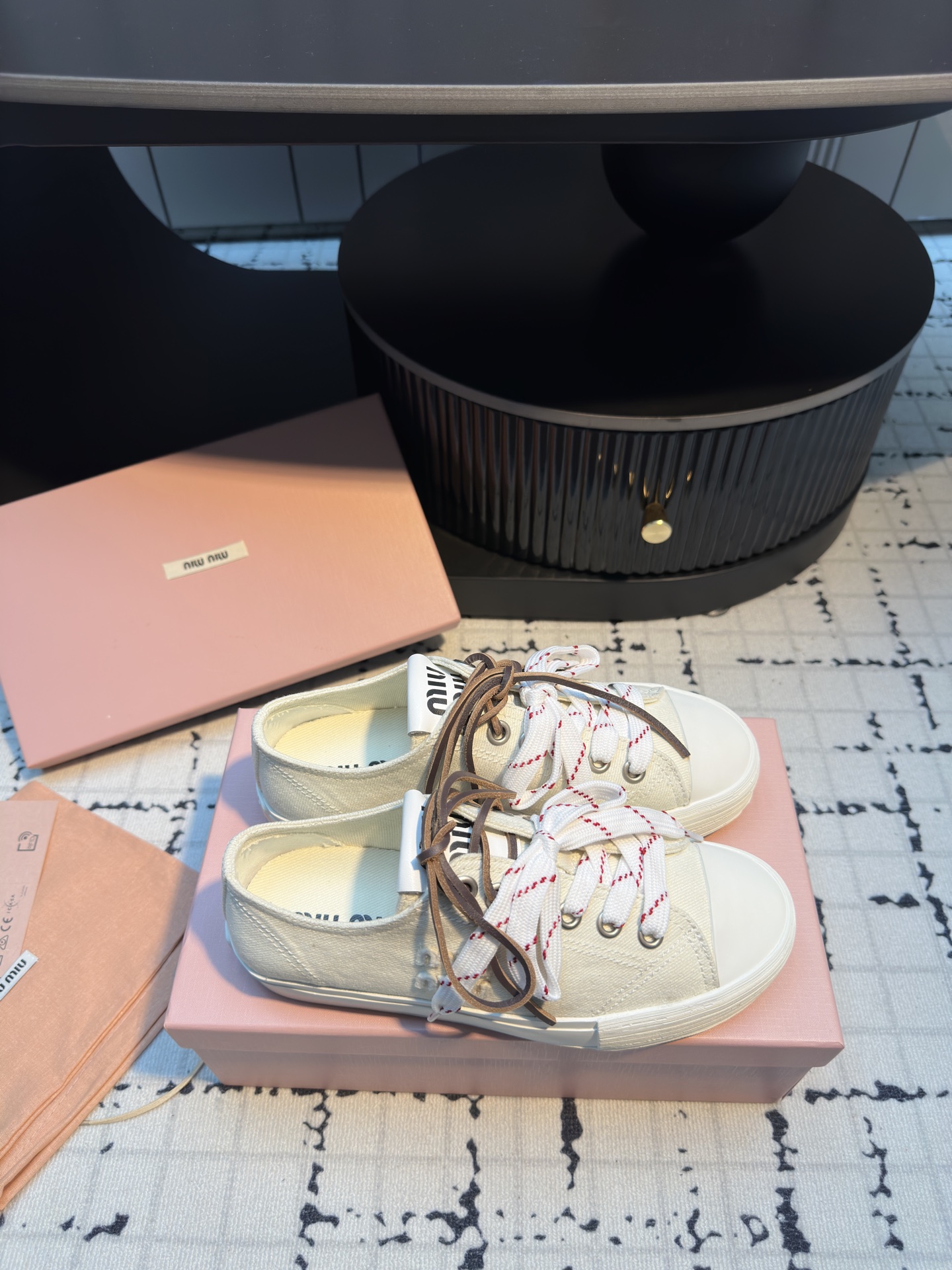Miu Miu Retro Canvas Sneakers with Double Shoelaces - Comfortable & Stylish 6 i1745400144862 5570 0 4