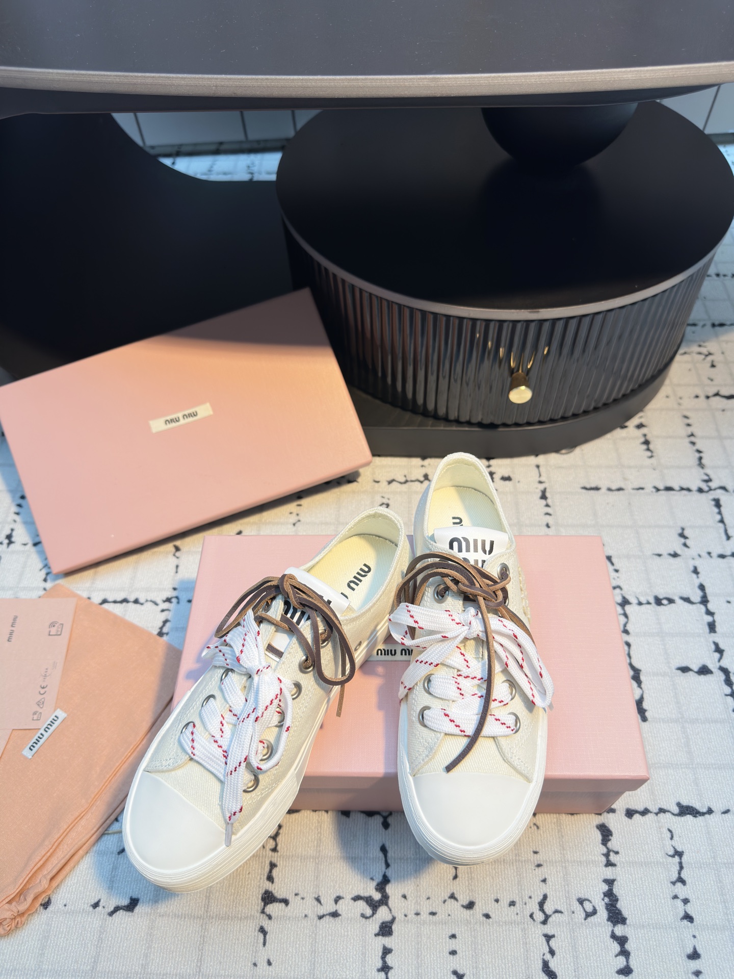 Miu Miu Retro Canvas Sneakers with Double Shoelaces - Comfortable & Stylish 5 i1745400146590 8502 0 3