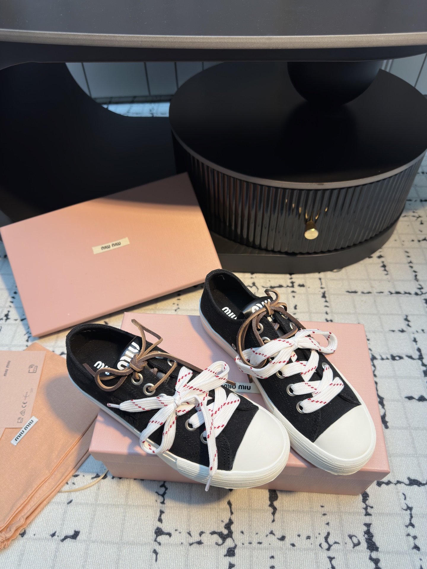 Miu Miu Retro Canvas Sneakers with Double Shoelaces - Comfortable & Stylish 3 i1745400174075 8297 0 1