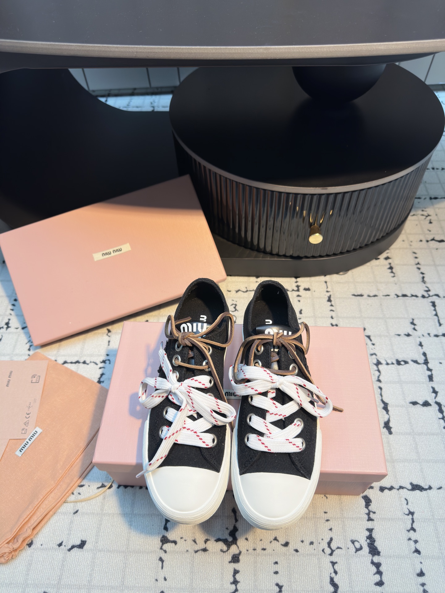Miu Miu Retro Canvas Sneakers with Double Shoelaces - Comfortable & Stylish 2 i1745400175694 4690 0 0