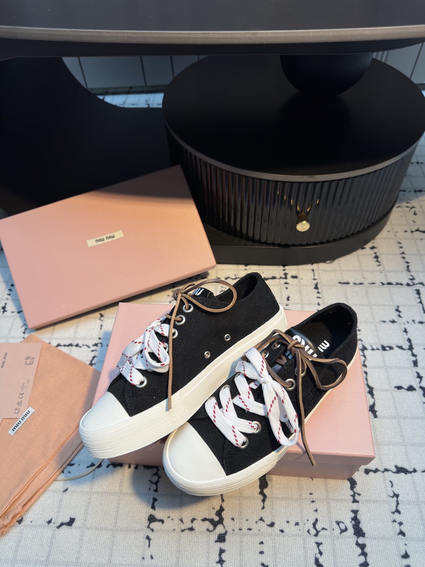 Miu Miu Retro Canvas Sneakers with Double Shoelaces - Comfortable & Stylish 7 i1745400175751 6752 0 6