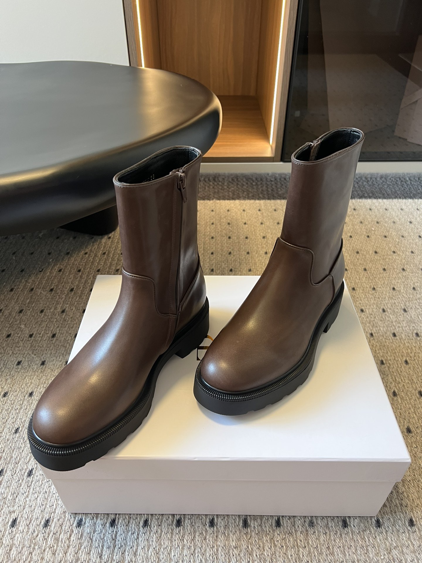 The Row Style Leather Ankle Boots Vintage Square Toe Chunky Heel Booties 5 i1756956198851 269 0 2
