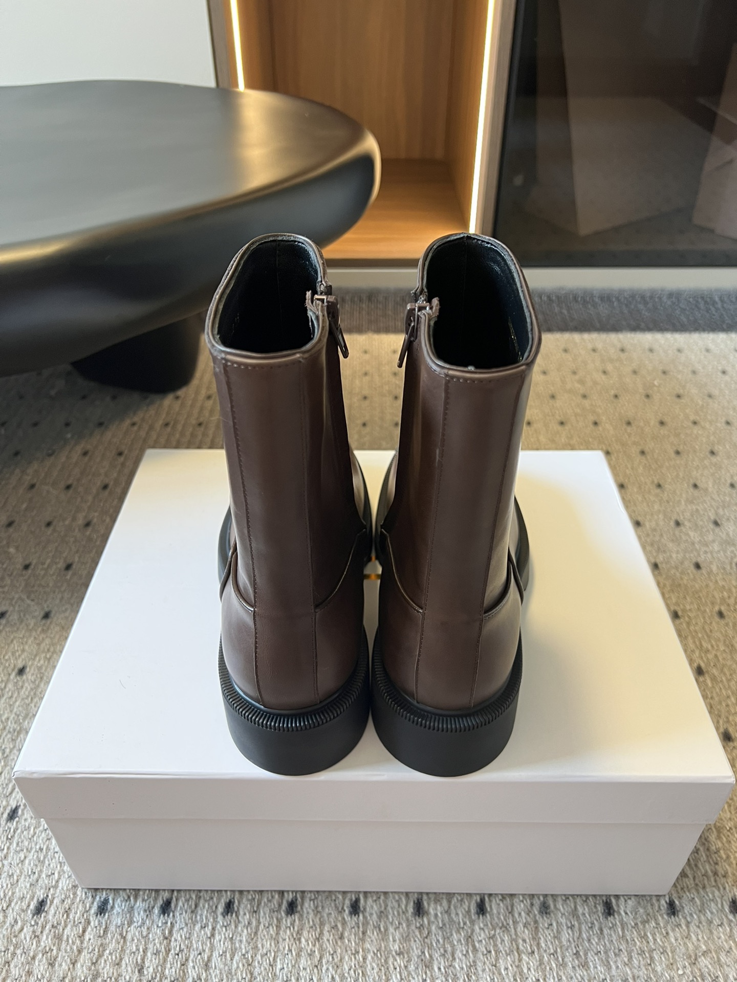 The Row Style Leather Ankle Boots Vintage Square Toe Chunky Heel Booties 10 i1756956199715 5337 0 8