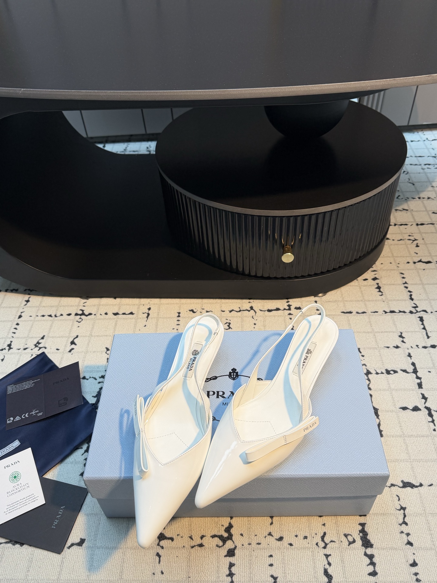 Prada Patent  Pointed-Toe Bow Slingback Heels