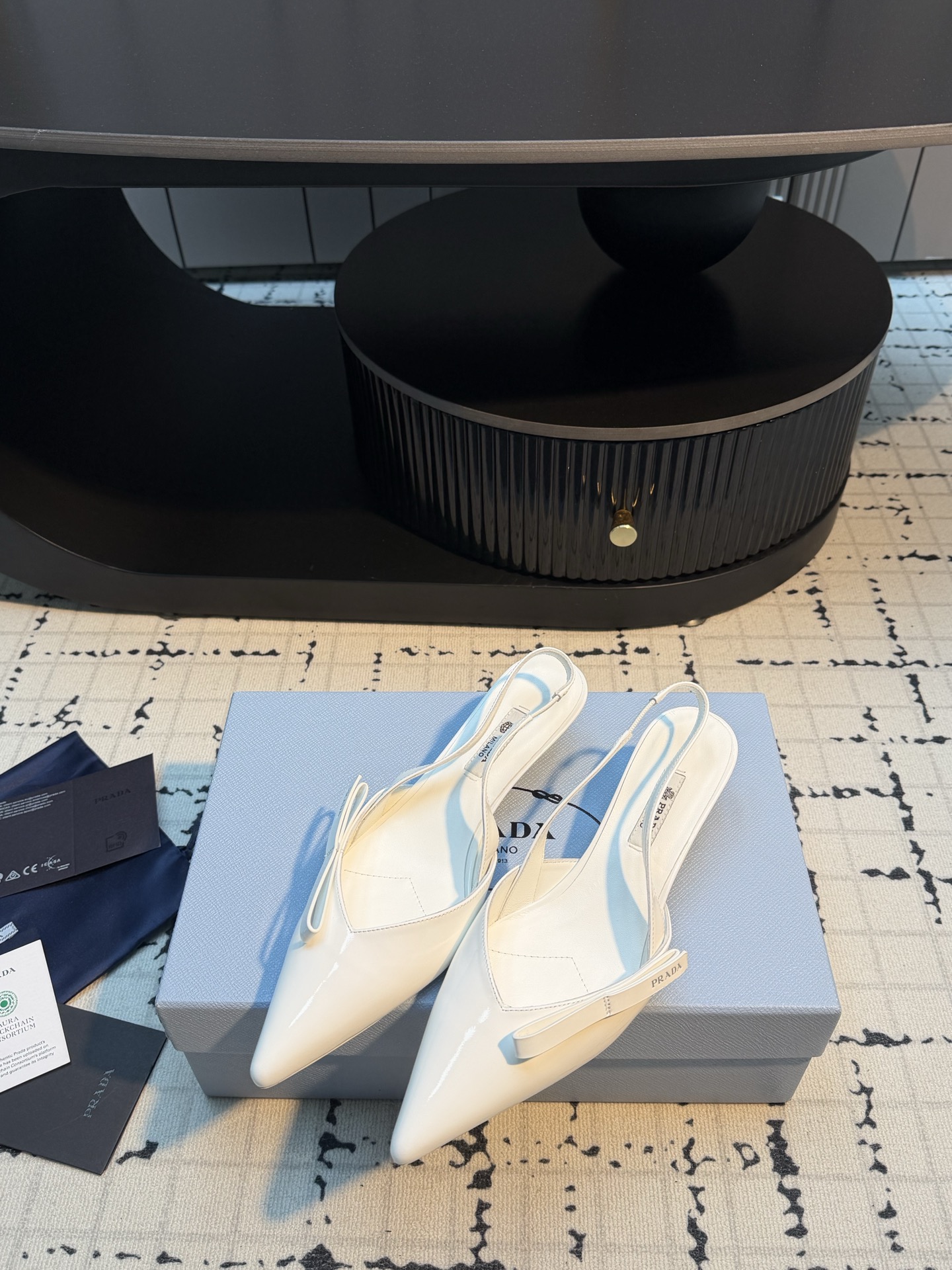 Prada Patent  Pointed-Toe Bow Slingback Heels