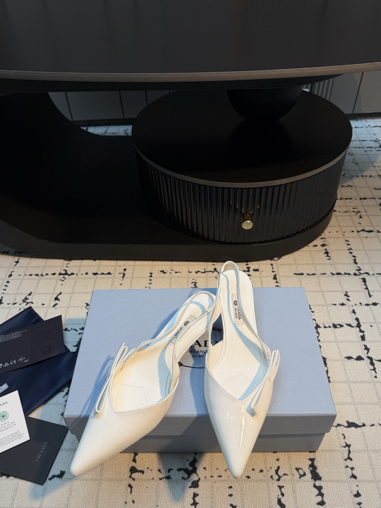 Prada Patent  Pointed-Toe Bow Slingback Heels
