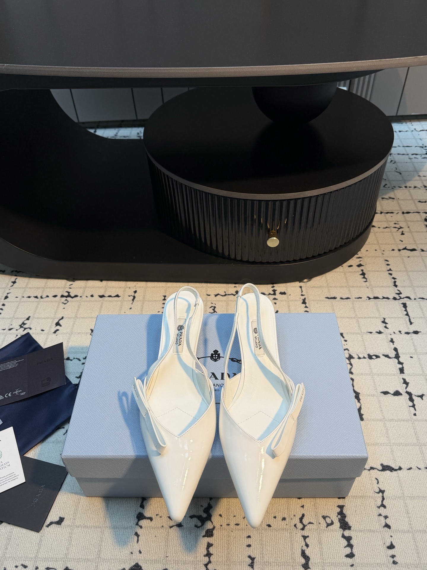 Prada Patent  Pointed-Toe Bow Slingback Heels