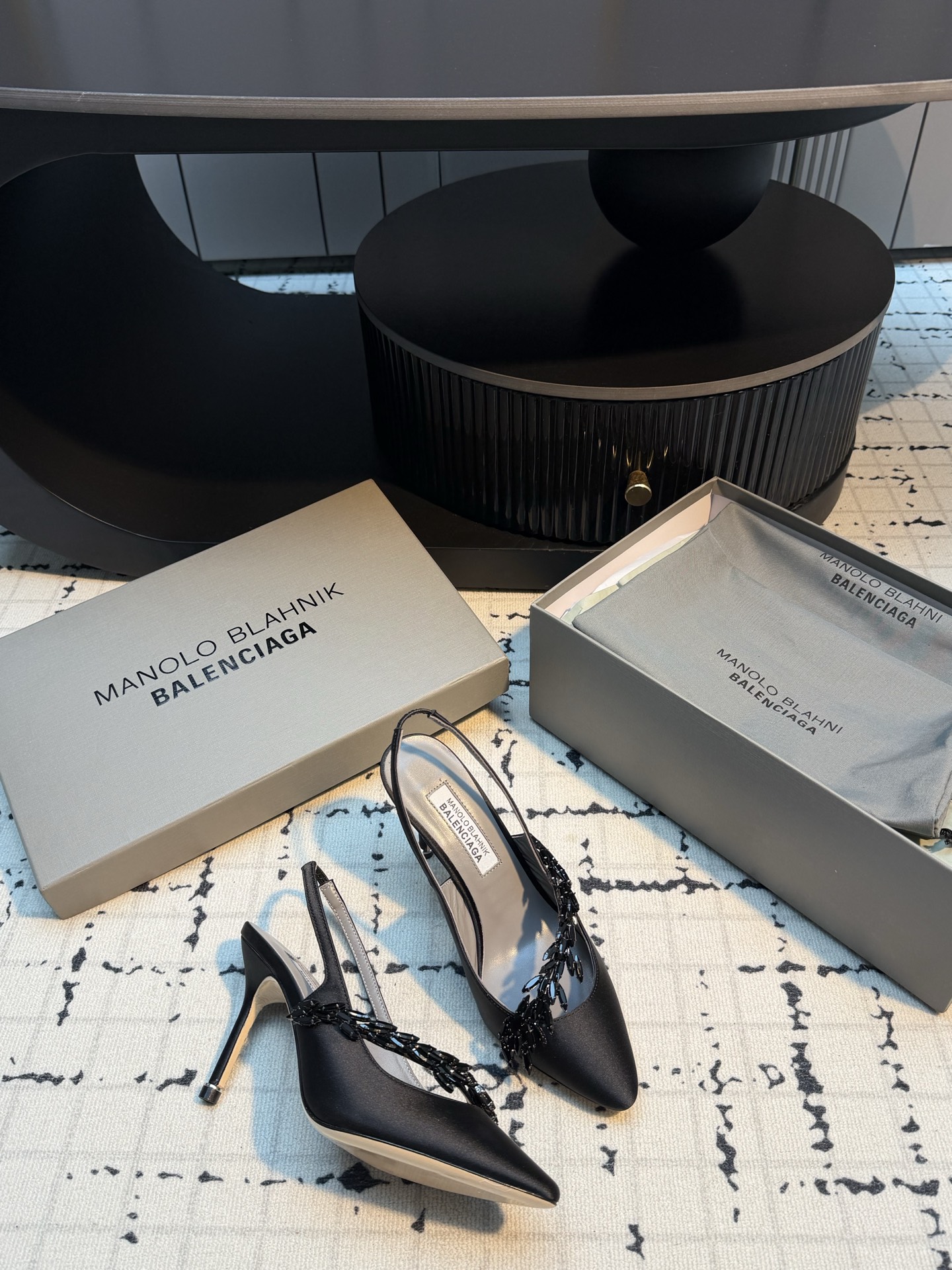 MB x Balenciaga Co-branded Crystal Slingback Pumps