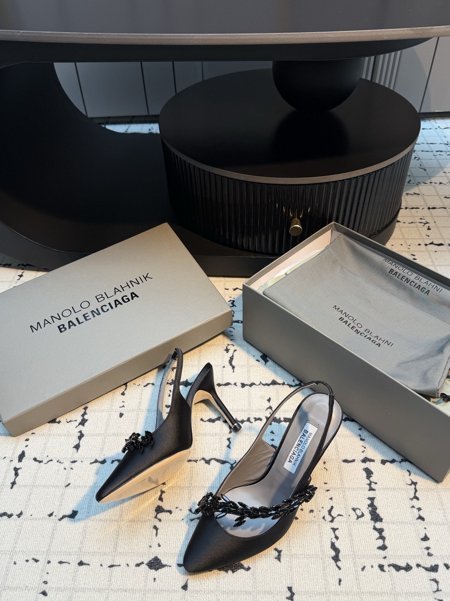 MB x Balenciaga Co-branded Crystal Slingback Pumps