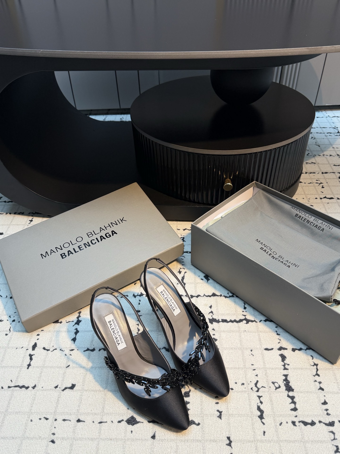 MB x Balenciaga Co-branded Crystal Slingback Pumps