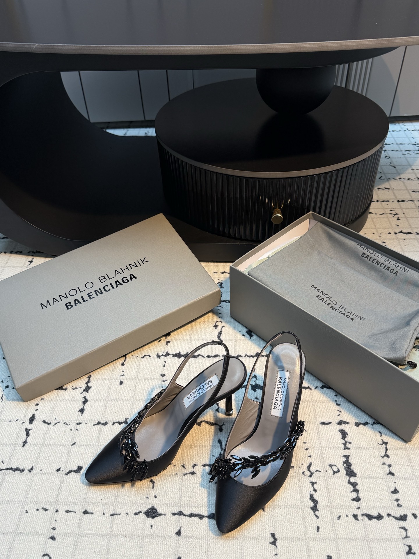 MB x Balenciaga Co-branded Crystal Slingback Pumps