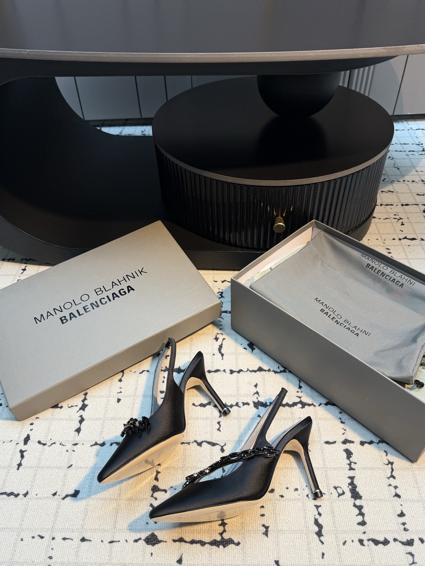 MB x Balenciaga Co-branded Crystal Slingback Pumps