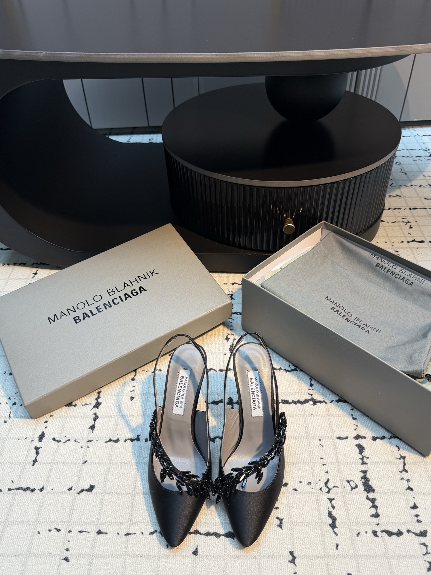 MB x Balenciaga Co-branded Crystal Slingback Pumps