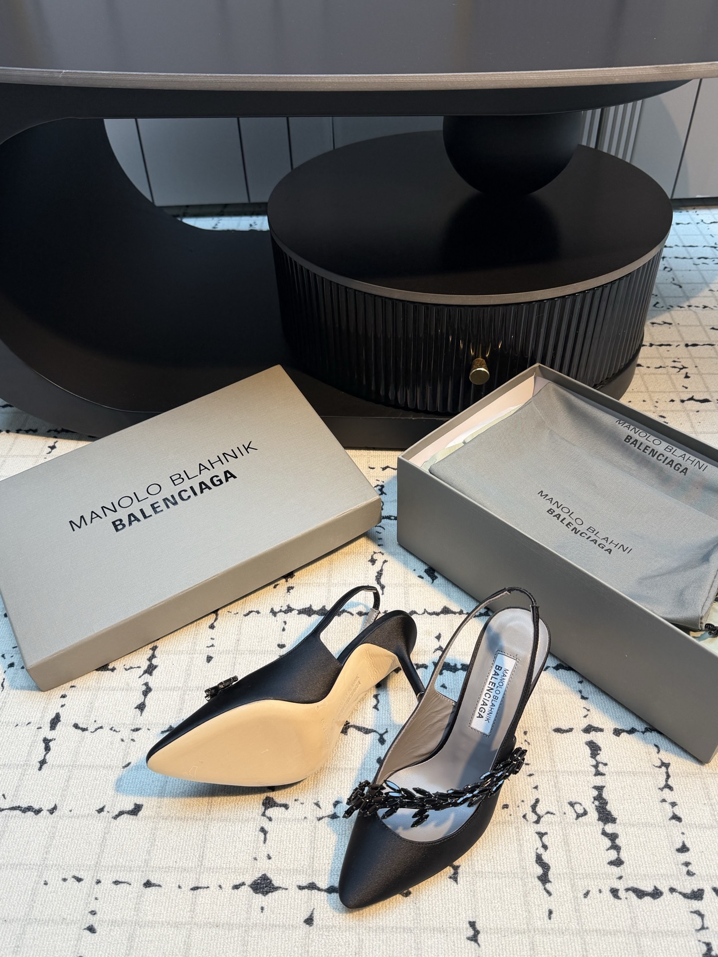 MB x Balenciaga Co-branded Crystal Slingback Pumps