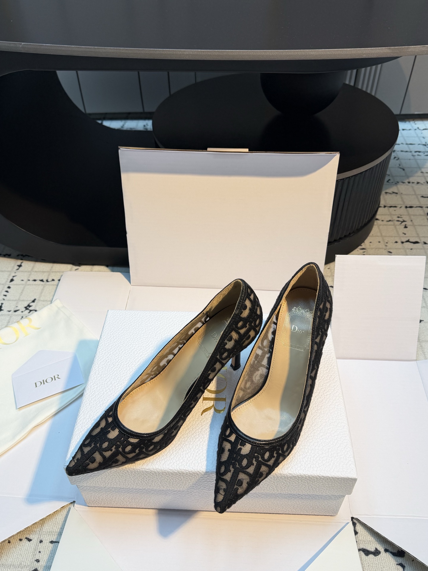 dior black adiorable oblique pumps